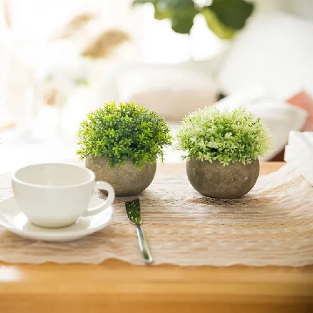 2 Plantas Artificiales Macetas Decorativas Bonsai Hogar
