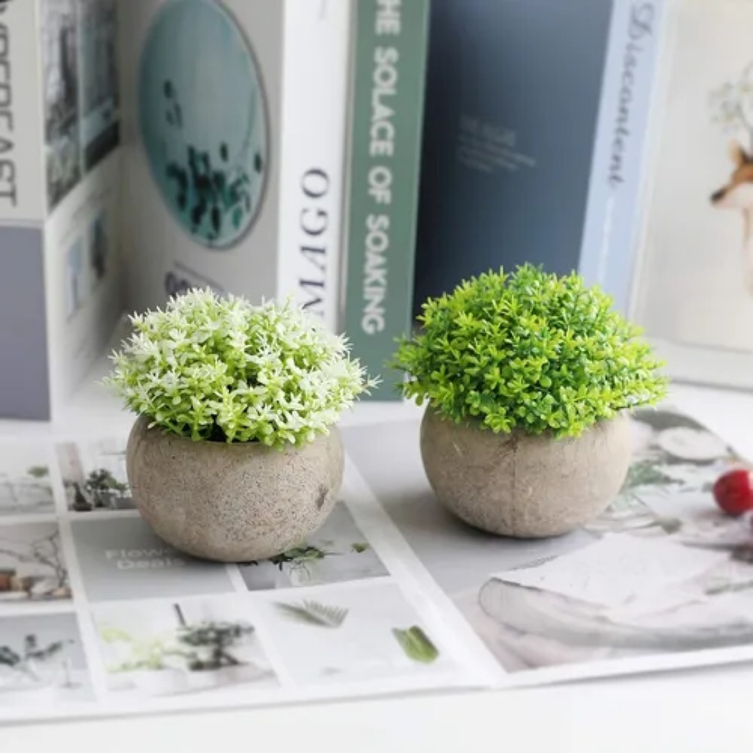 2 Plantas Artificiales Macetas Decorativas Bonsai Hogar