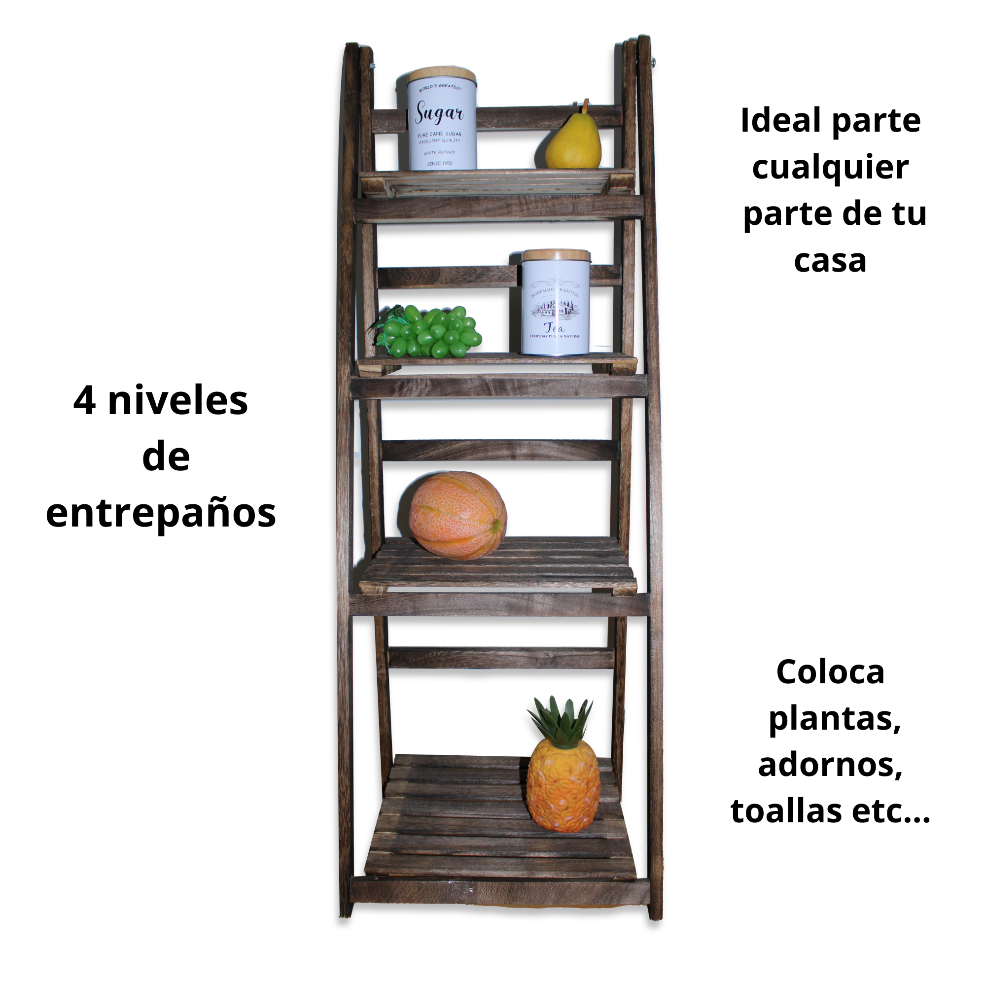 Mueble organizador escalera con 4 entrepaños 