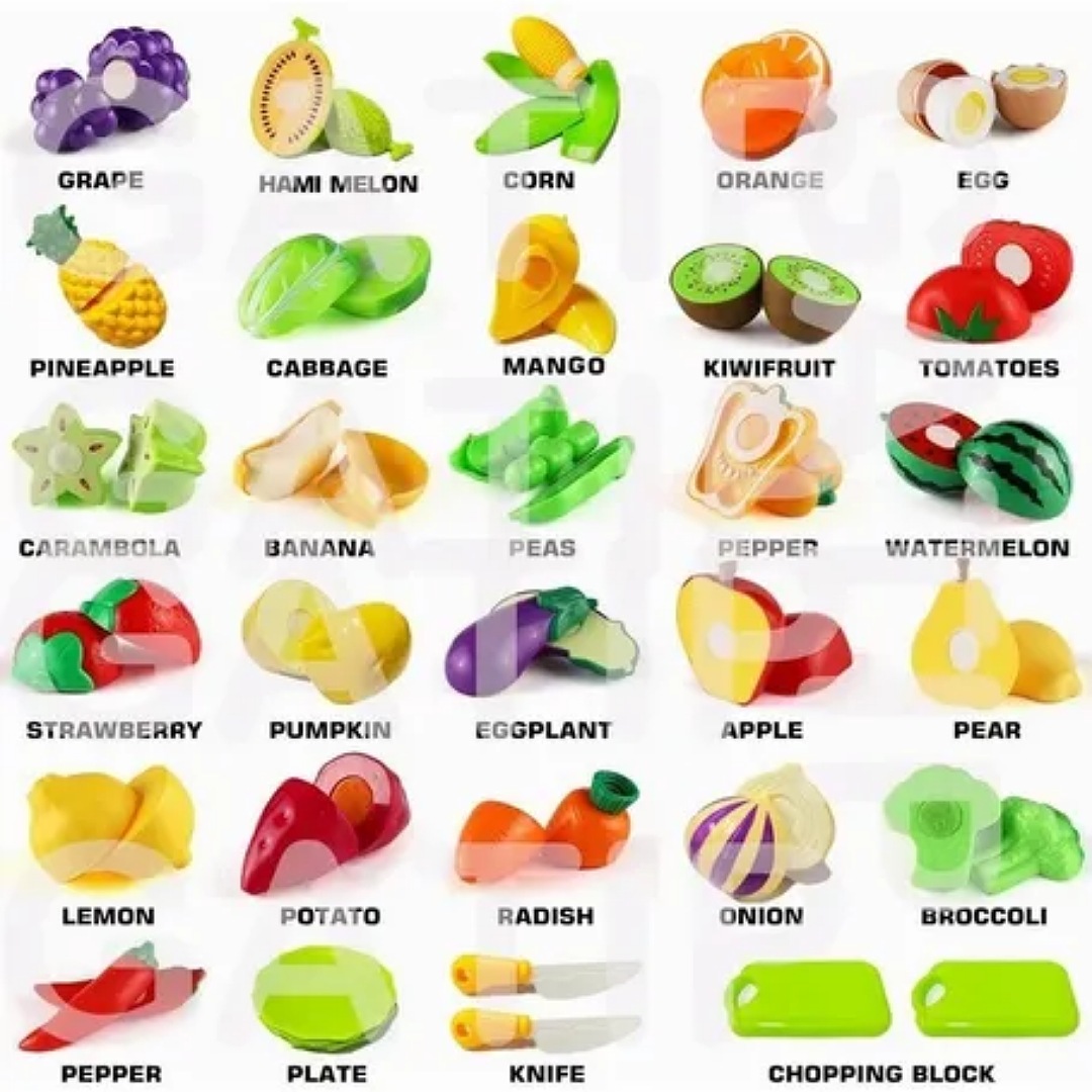 Niño Juguete De Cocina 70pz Corta Frutas Verduras Juego