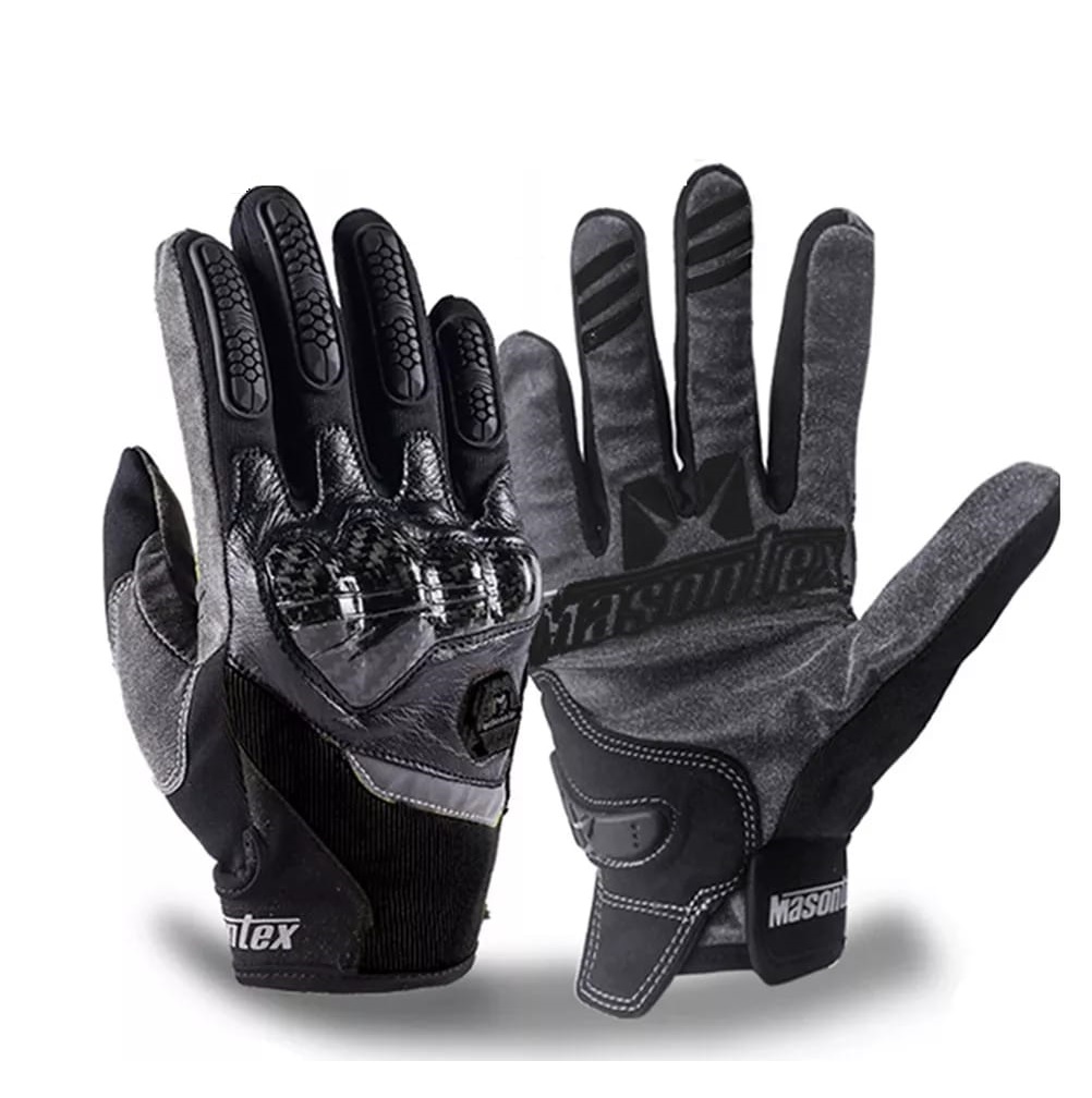 Guantes fibra de carbono motocicleta pantalla táctil Motocross protección negro reflejante cuero