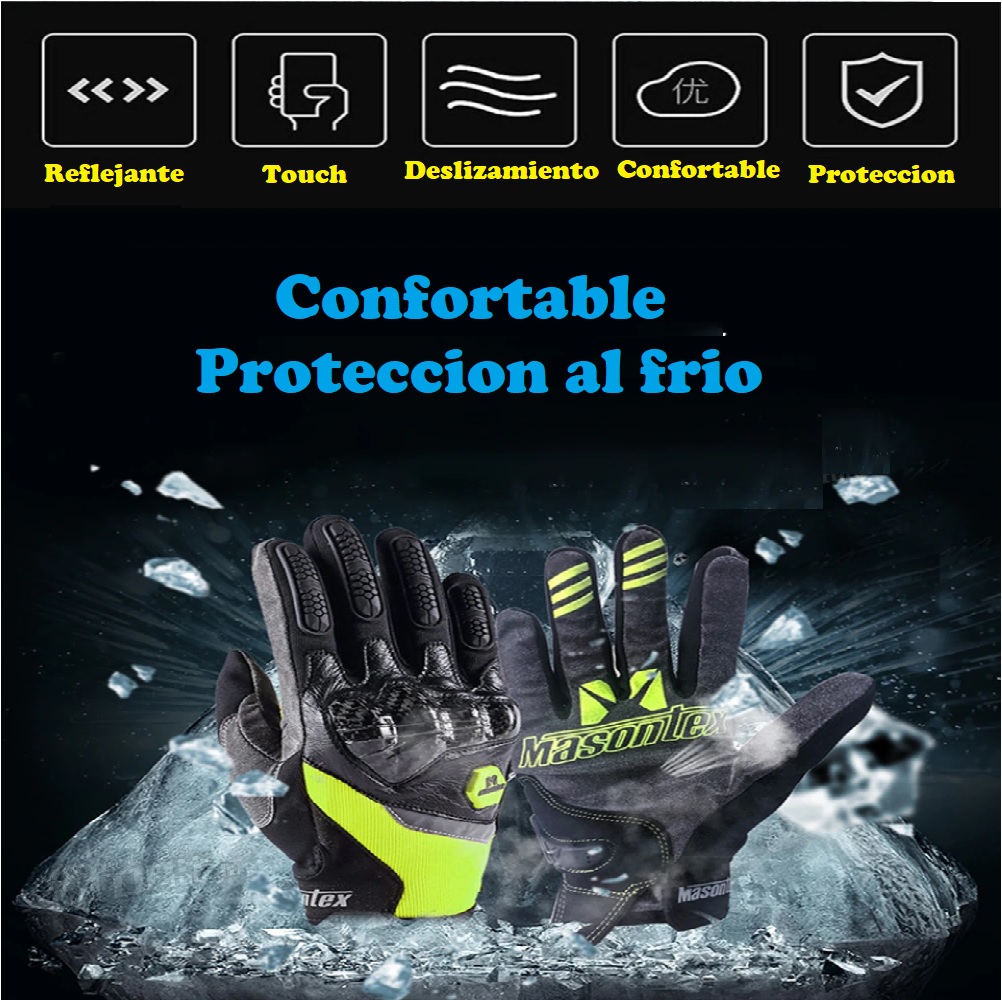 Guantes fibra de carbono motocicleta pantalla táctil Motocross protección negro reflejante cuero
