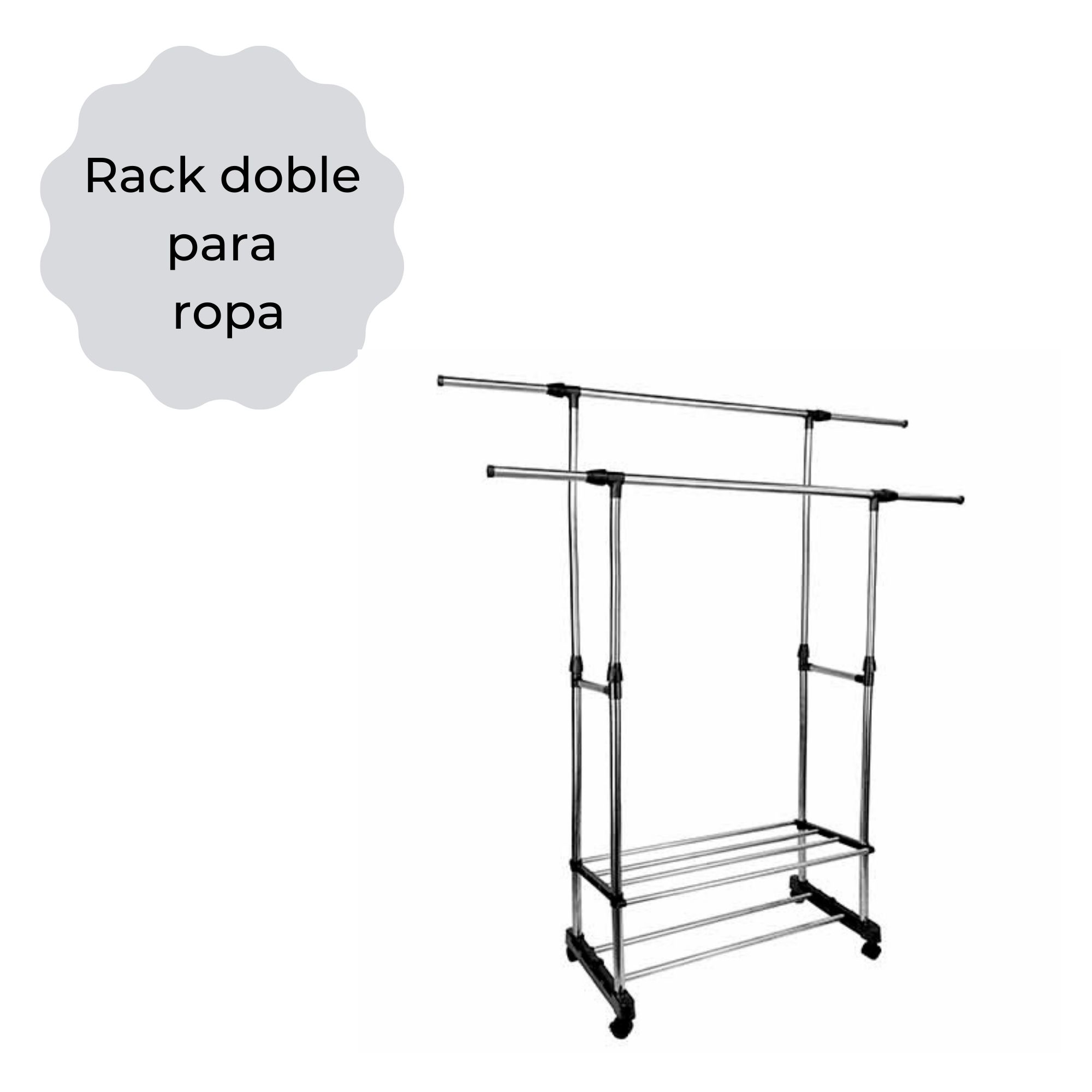 Rack Organizador Doble Para Ropa Ganchos Perchero Portátil Color