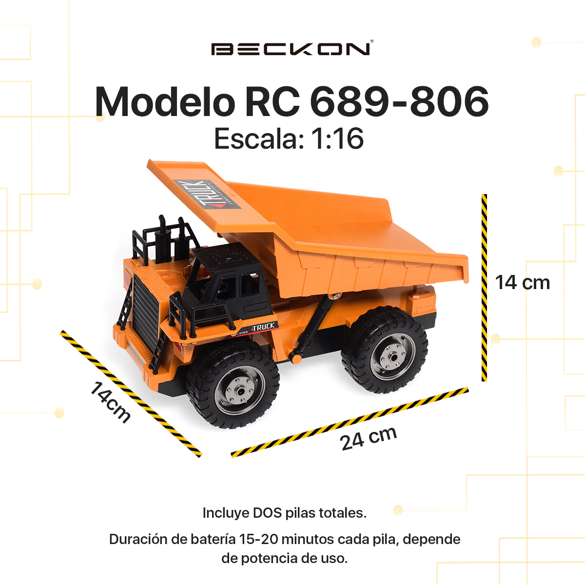 Carro a Control Remoto Camión de Construcción a Control Remoto Minero Tractor 4x4 con 2 pilas
