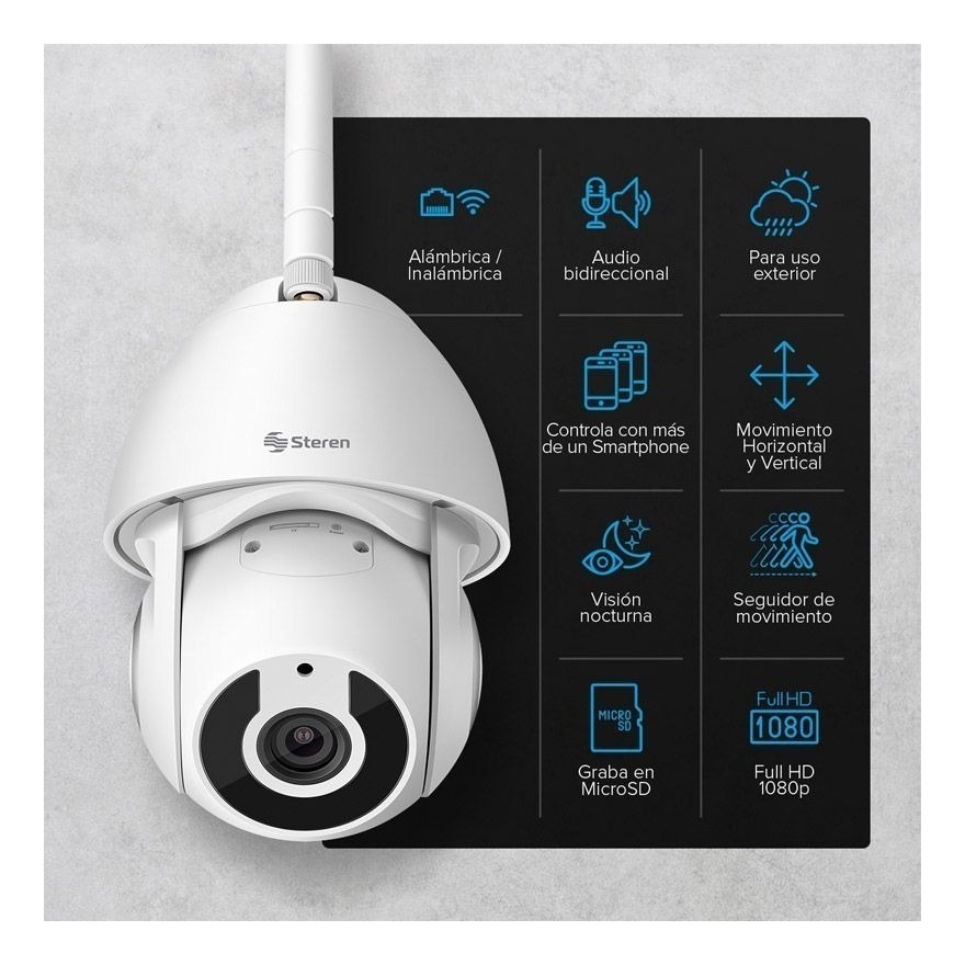 Cámara Seguridad WiFi STEREN CCTV235 Exterior +memoria 128GB