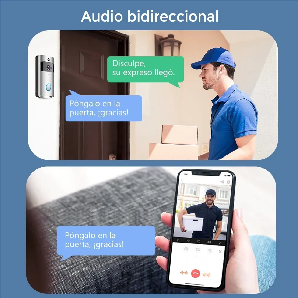 Timbre Inteligente Inalambrico Cámara Video Con Alarma