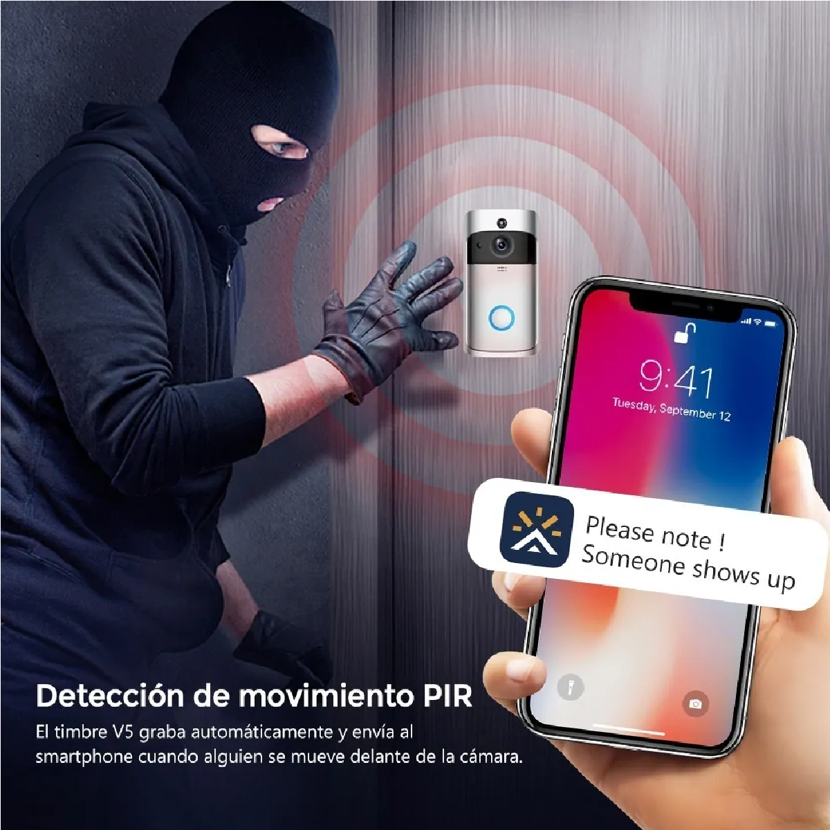 Timbre Inteligente Inalambrico Cámara Video Con Alarma