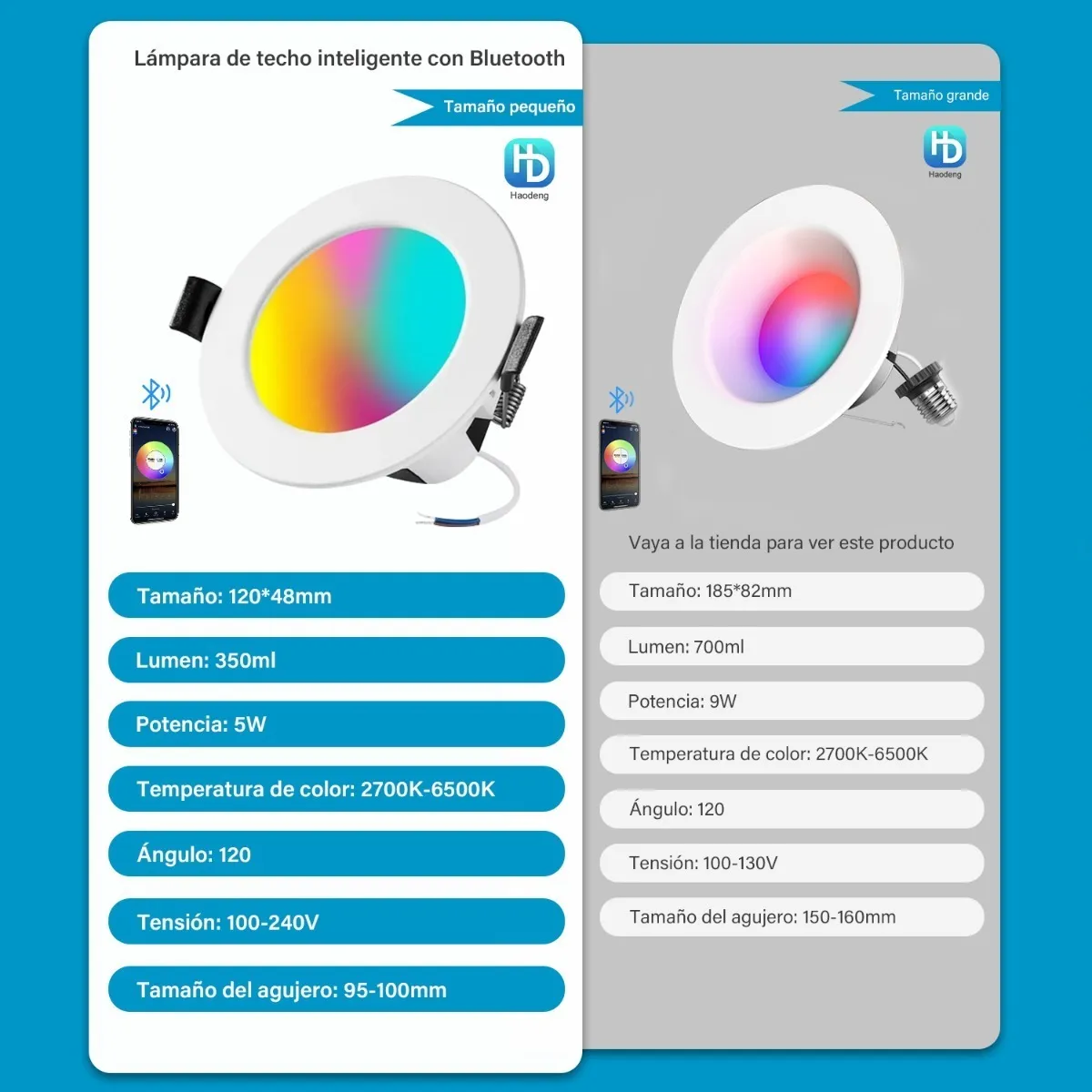 Lampara Luz Led De Techo Bluetooth Inteligente Rgb