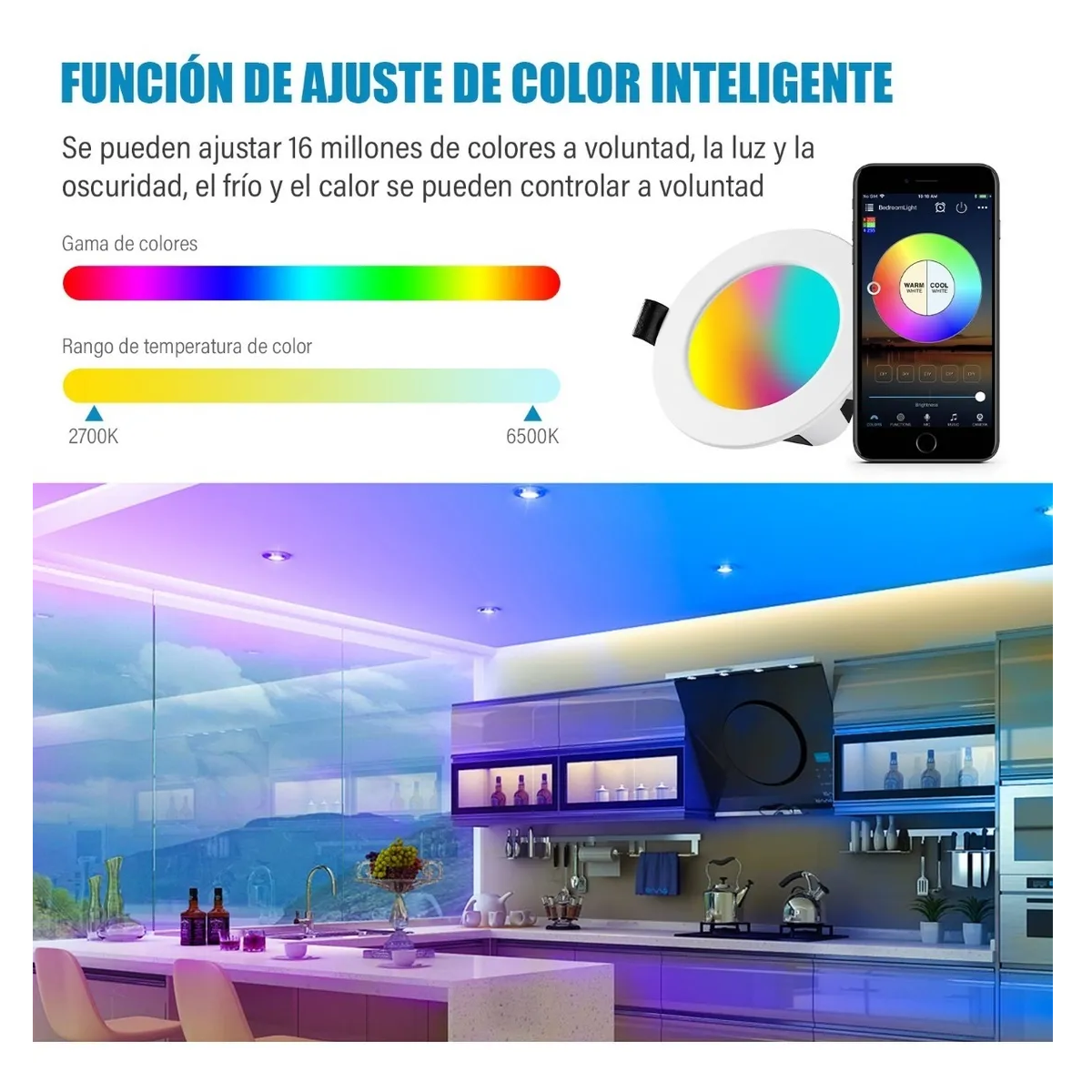 Lampara Luz Led De Techo Bluetooth Inteligente Rgb