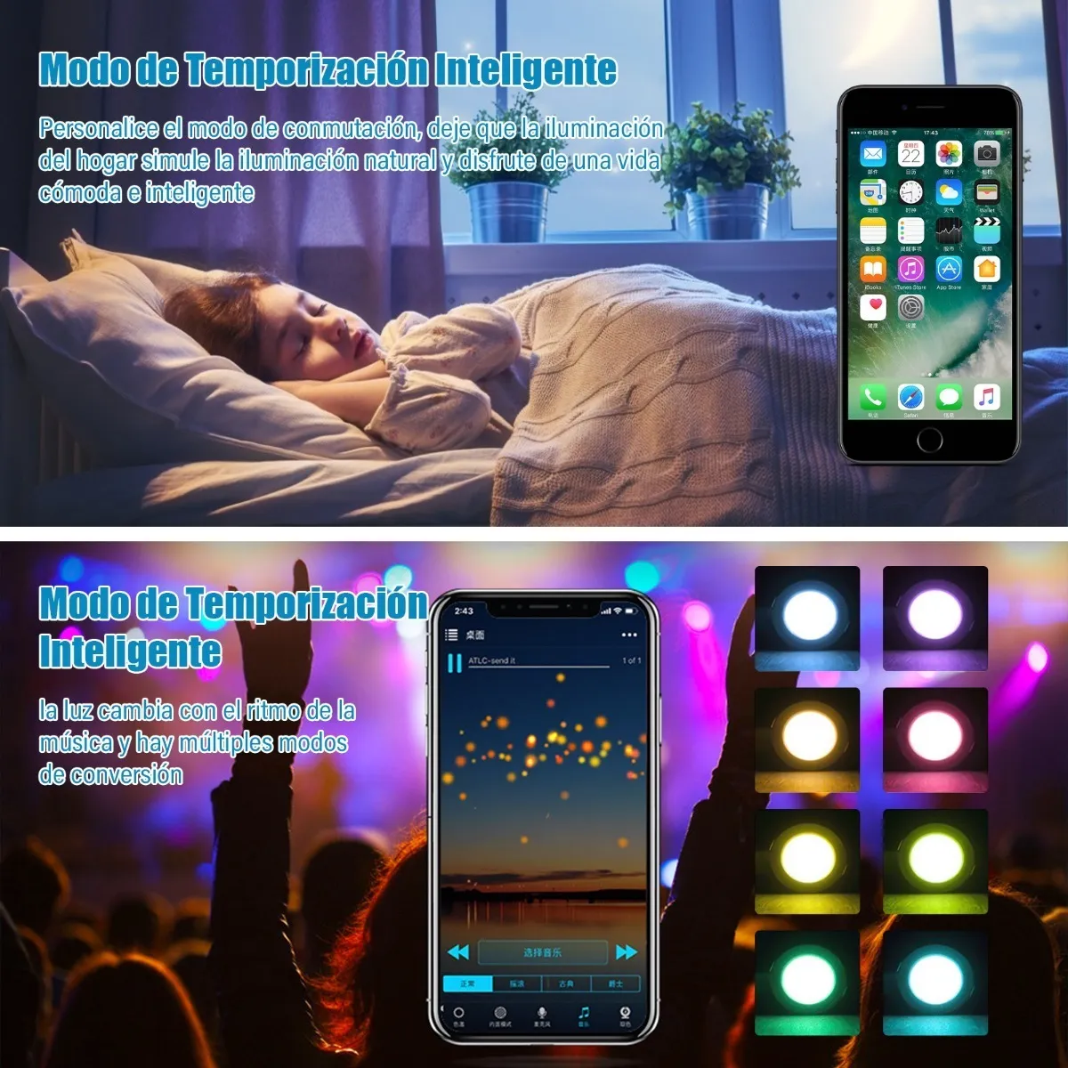 Lampara Luz Led De Techo Bluetooth Inteligente Rgb