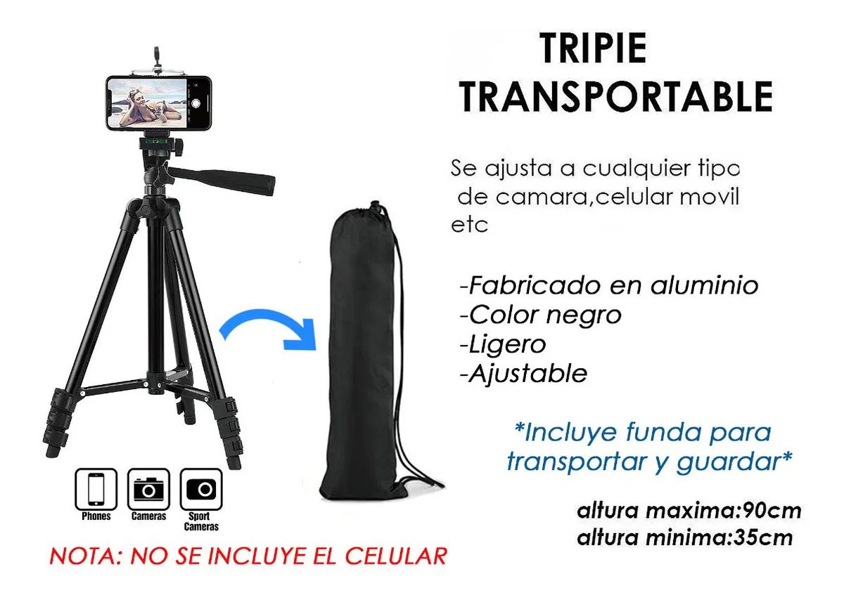 Tripie Soporte Base Tripode P Celular Camara Portatil Videos