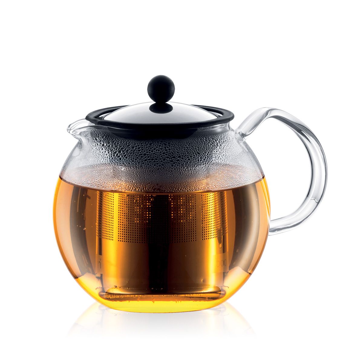 Tetera de cristal con filtro para Té de acero inoxidable Marca Bodum 1L