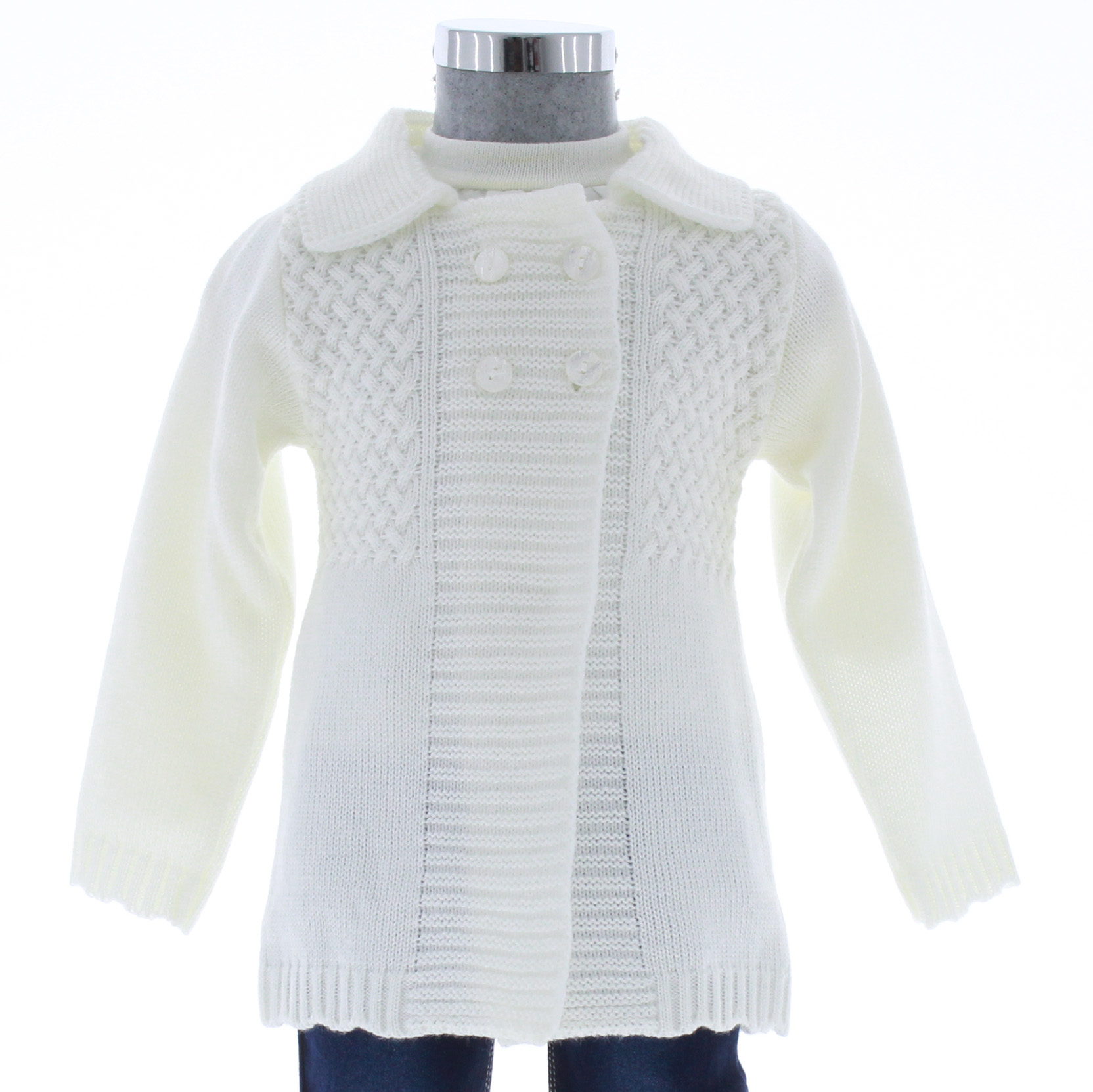 Abrigo Tejido Niña Blanco 3204 2 a 8 Años.