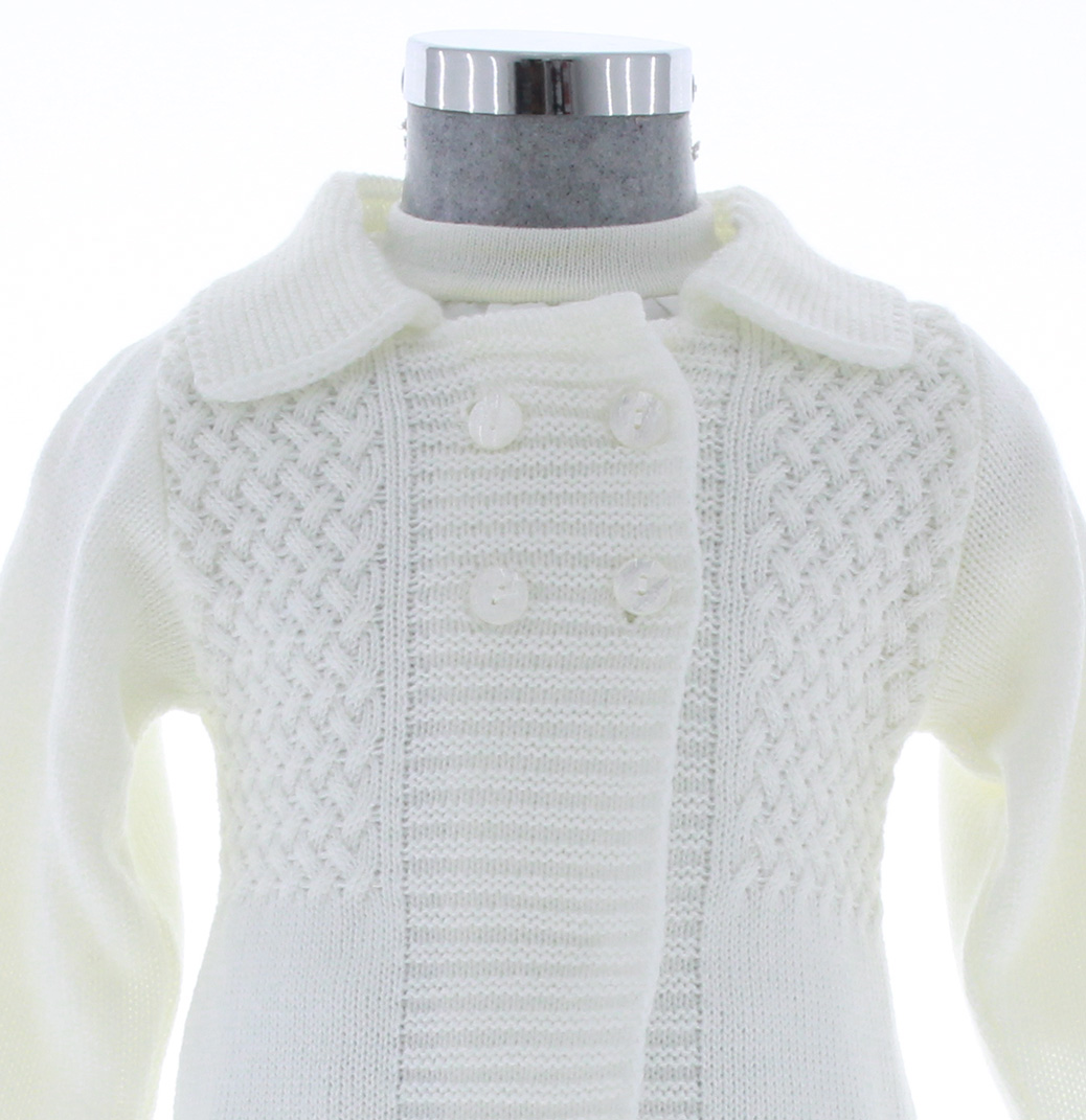 Abrigo Tejido Niña Blanco 3204 2 a 8 Años.