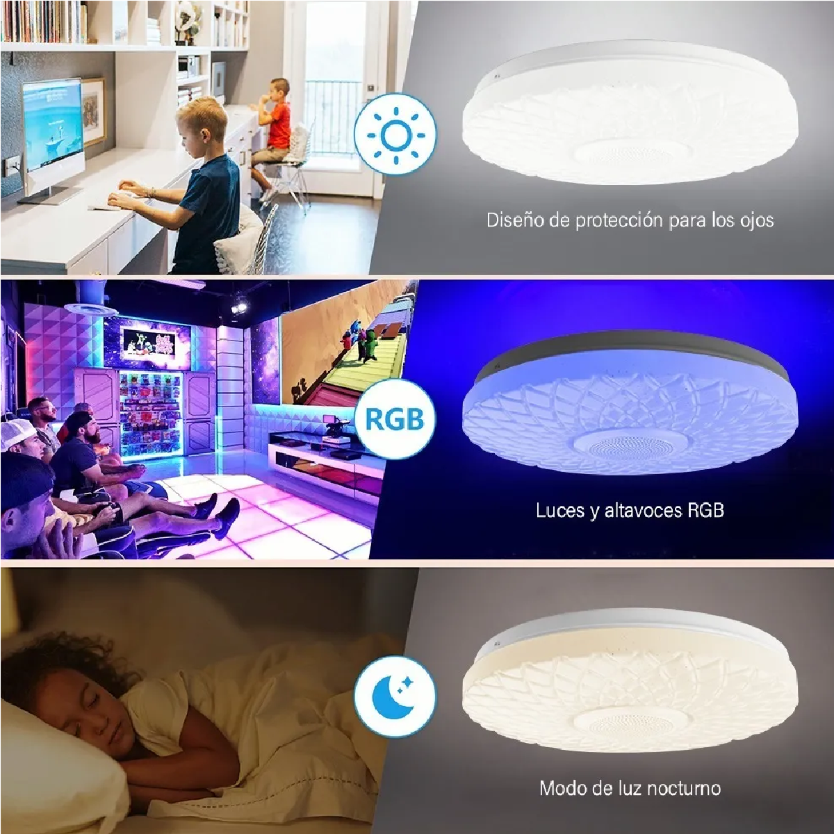 Luz De Techo Inteligente Led Bluetooth Plafón Con Bocina 36w