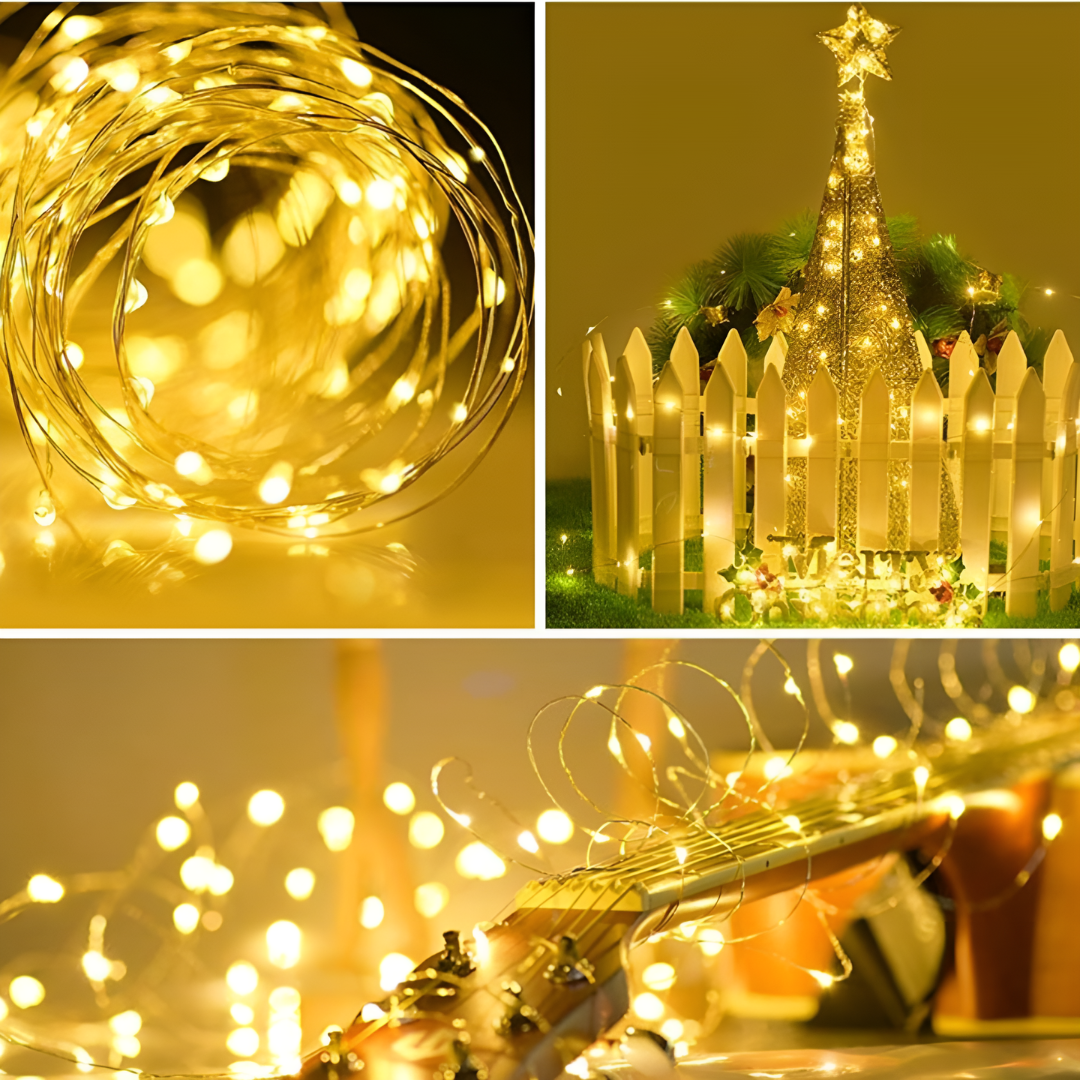 Serie De Luces Navideña Solar 30 Metros 300 Leds 8 Modos De Luz Perfecta Para Interior y Exterior Guirnaldas Led Decoración Para Fiestas, Habitación, Navidad, Halloween, etc.