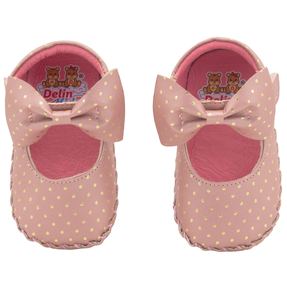 Zapatitos Piel Suaves Bebé Niña Dk Rosa Moño Broche 10-13
