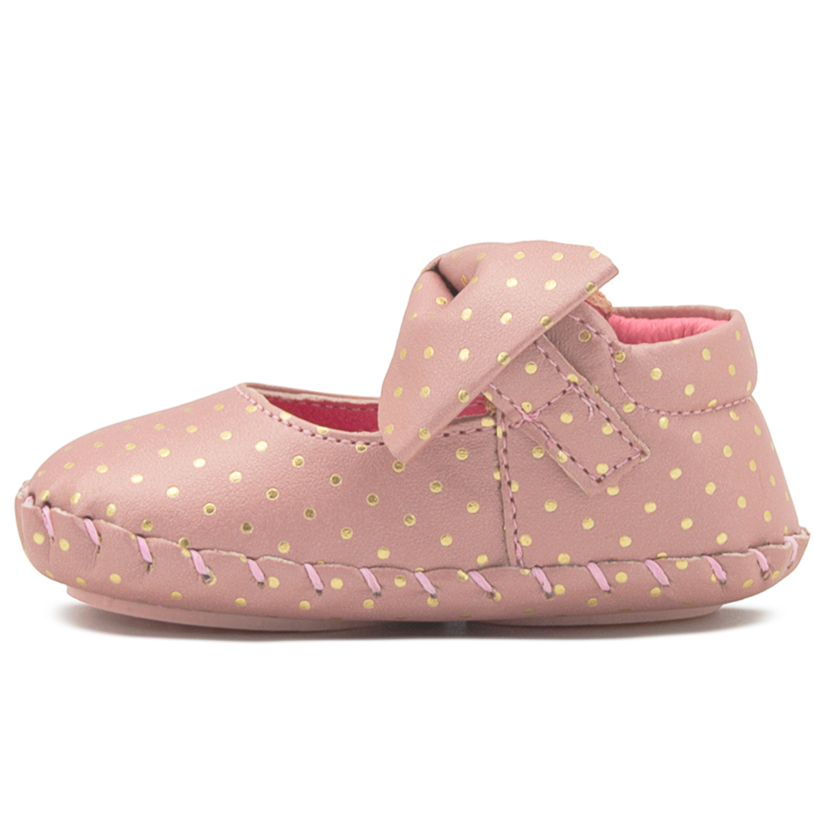 Zapatitos Piel Suaves Bebé Niña Dk Rosa Moño Broche 10-13