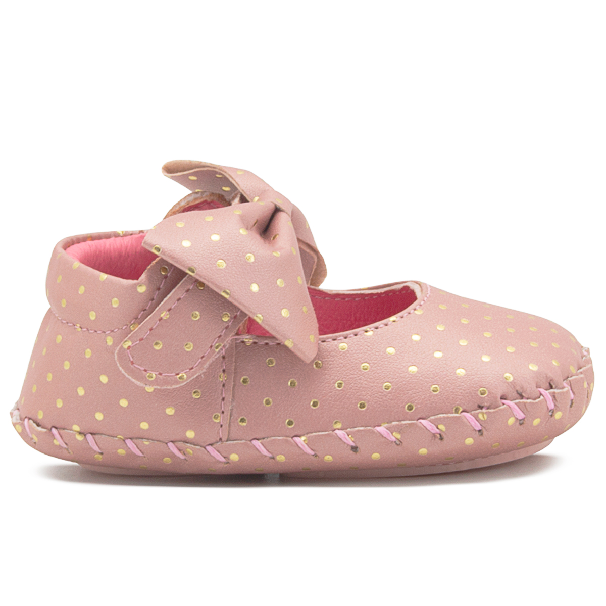 Zapatitos Piel Suaves Bebé Niña Dk Rosa Moño Broche 10-13