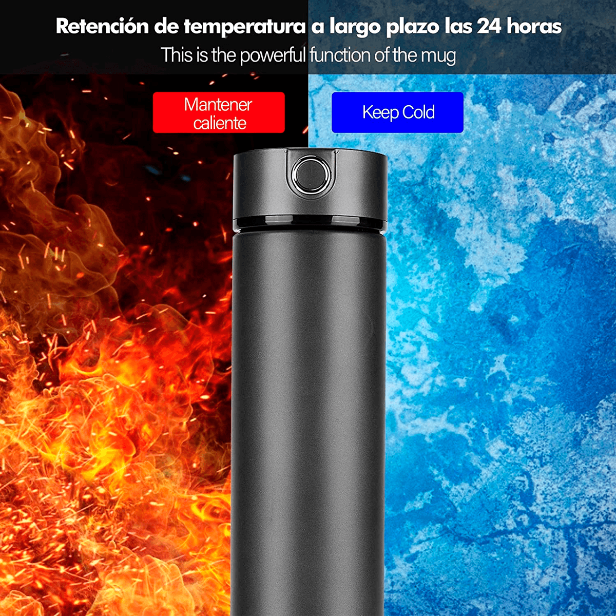 Termo Inteligente Botella , Termo Taza 500 ml Botella de Agua, Vaso Termico, Pantalla LED Táctil  Mas Caja de Te Natural Sabor a Fruta Farmasi.