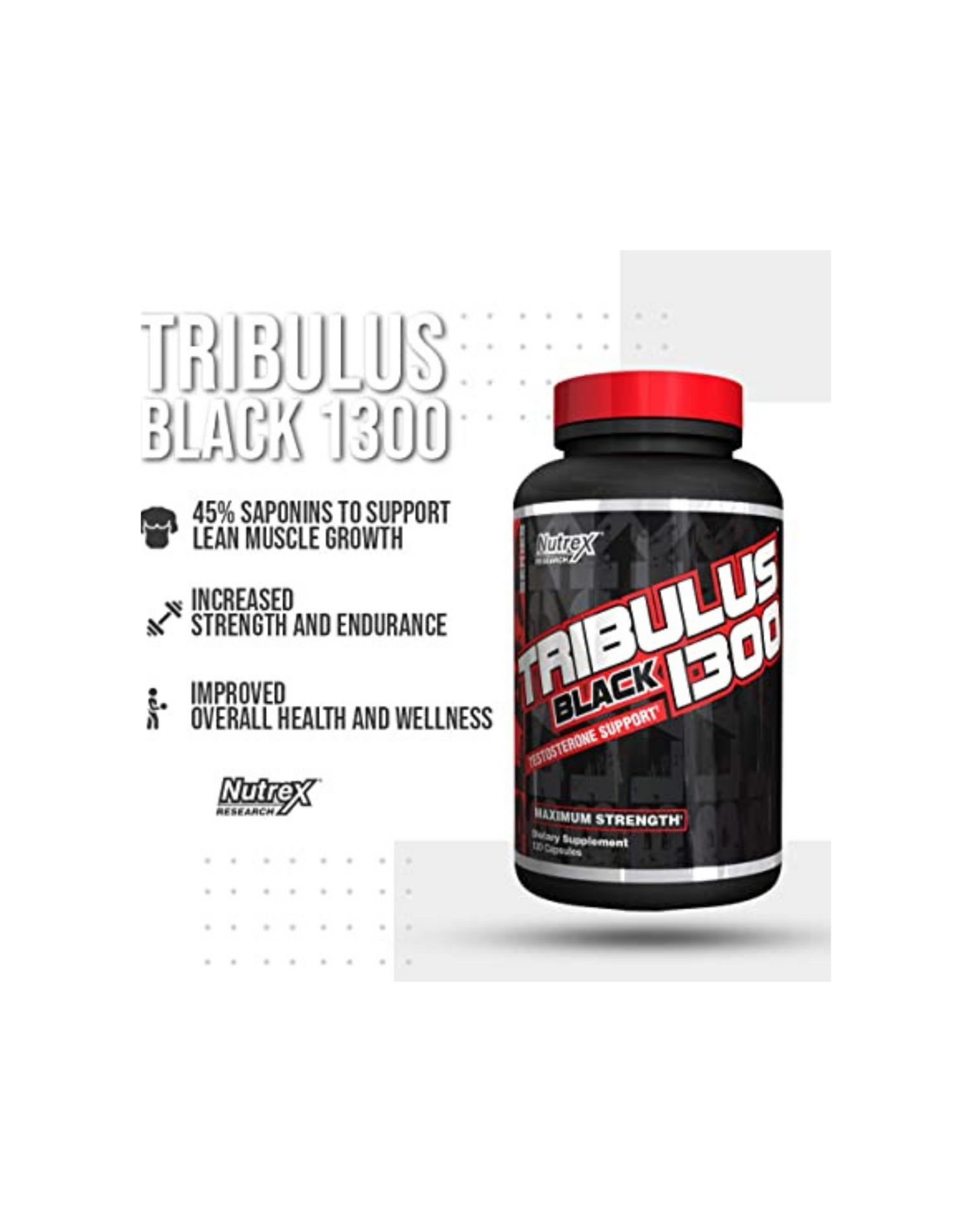 Nt Tribulus Black 1300 120 CT Suplemento, Energia,Refuerzo de testosterona  