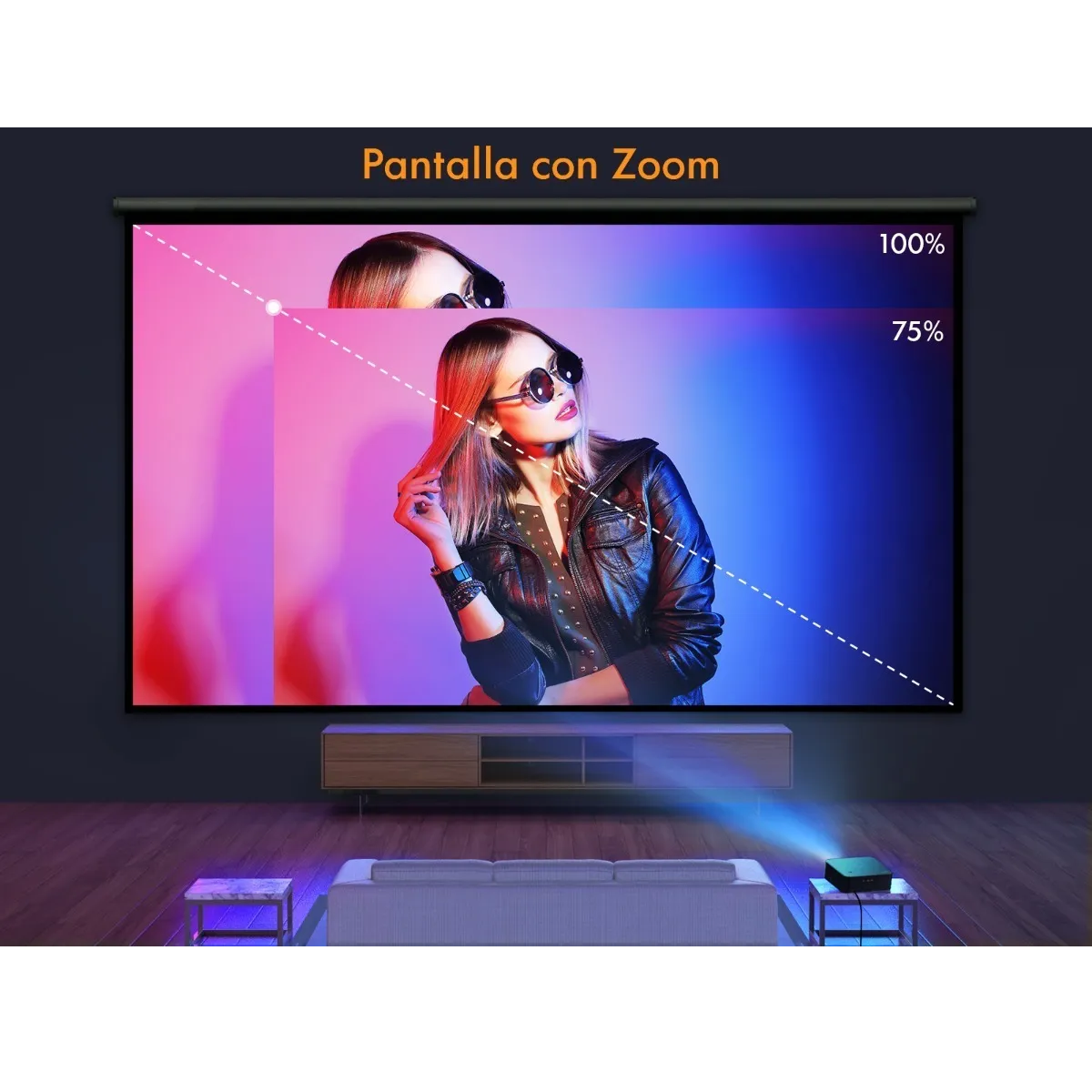 Proyector De Video Nativo De 1080p 4k Con 2 Bocinas Negro