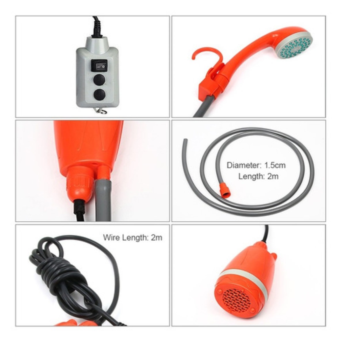 Regadera Portátil Eléctrica Exterior Con Bomba De Agua Roja