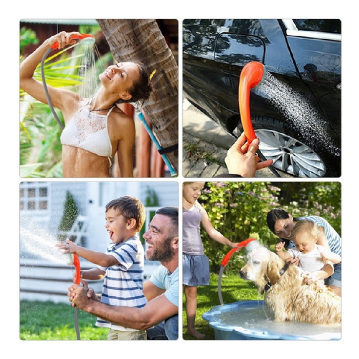 Regadera Portátil Eléctrica Exterior Con Bomba De Agua Roja