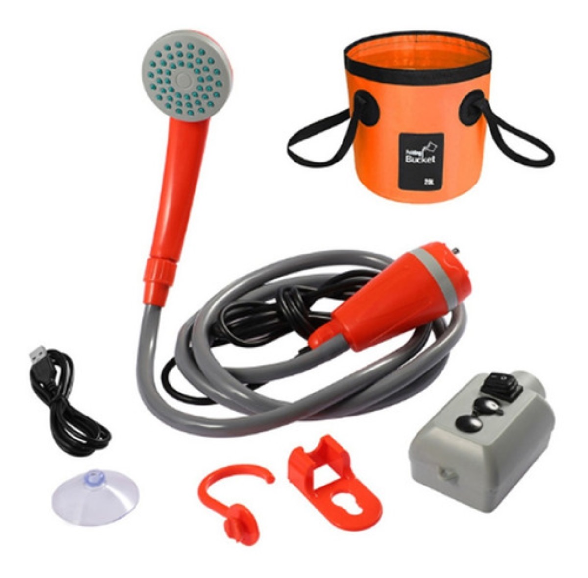 Regadera Portátil Eléctrica Exterior Con Bomba De Agua Roja
