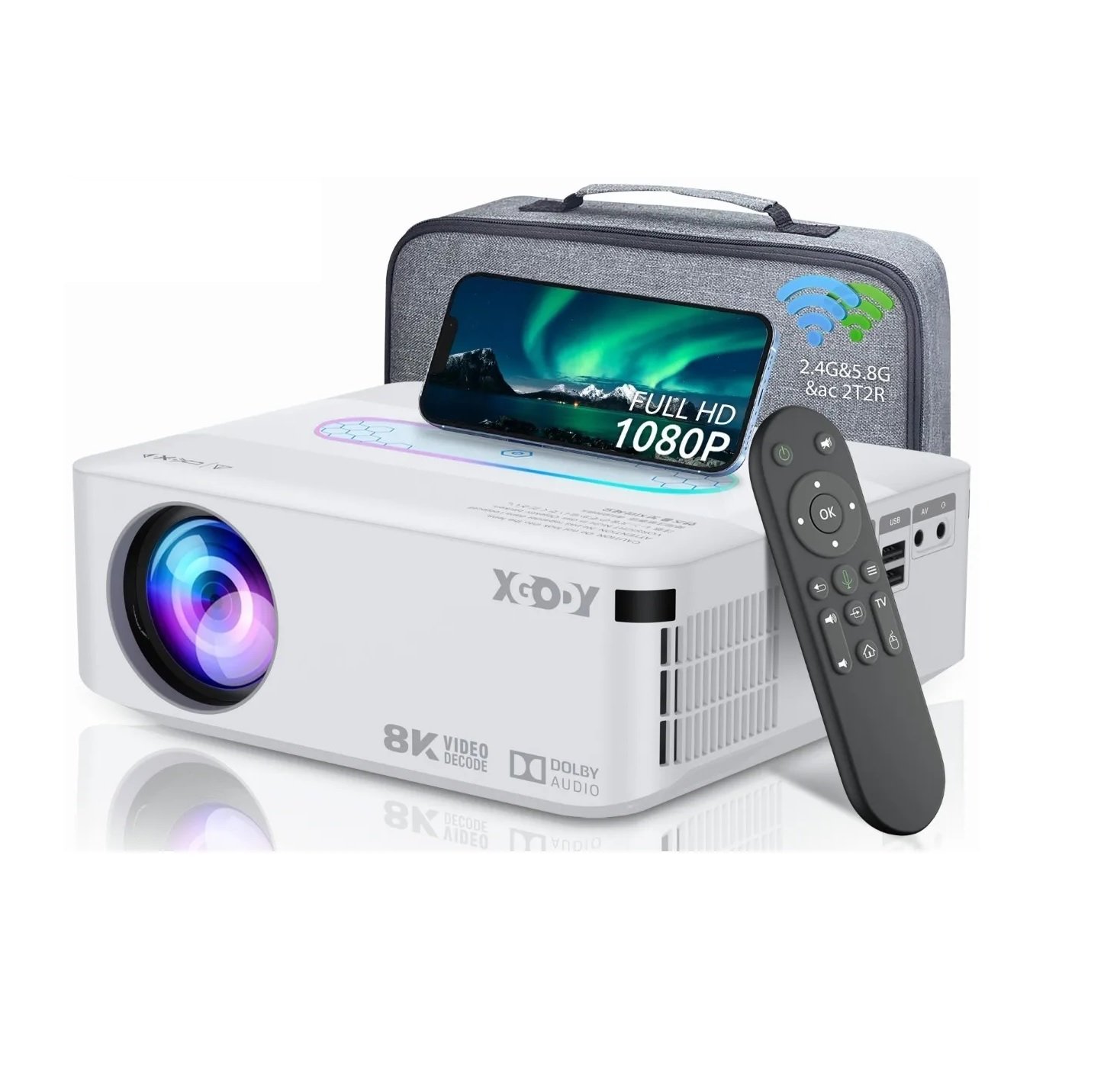 Proyector Led Android Wifi 8k Full Hd 1080p 8000lumens Blanco