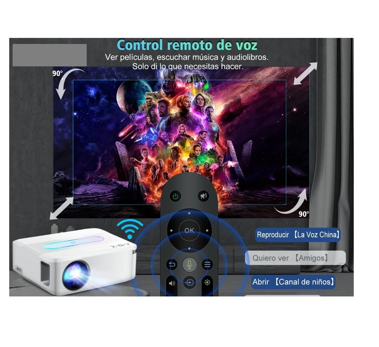 Proyector Led Android Wifi 8k Full Hd 1080p 8000lumens Blanco