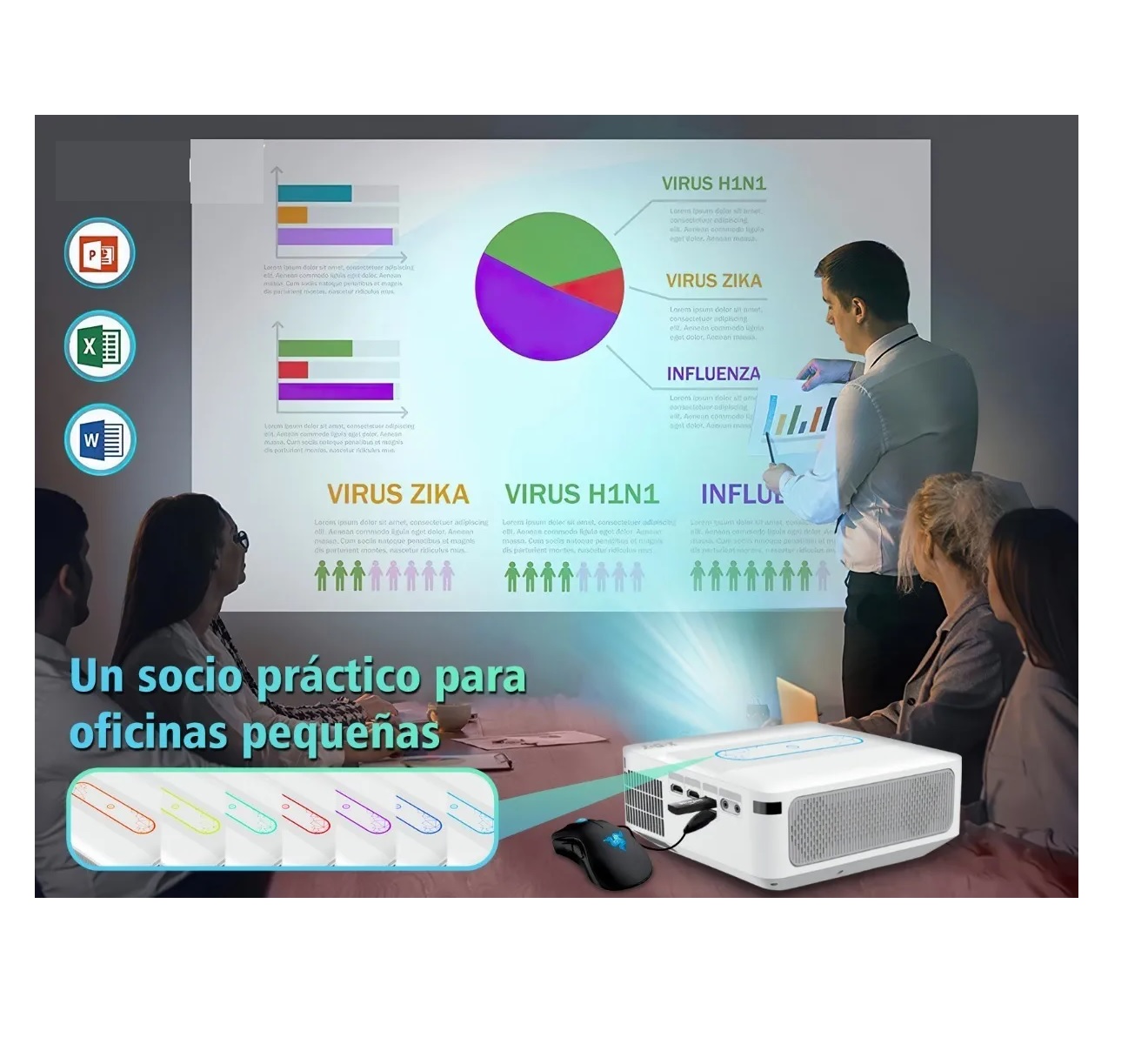 Proyector Led Android Wifi 8k Full Hd 1080p 8000lumens Blanco