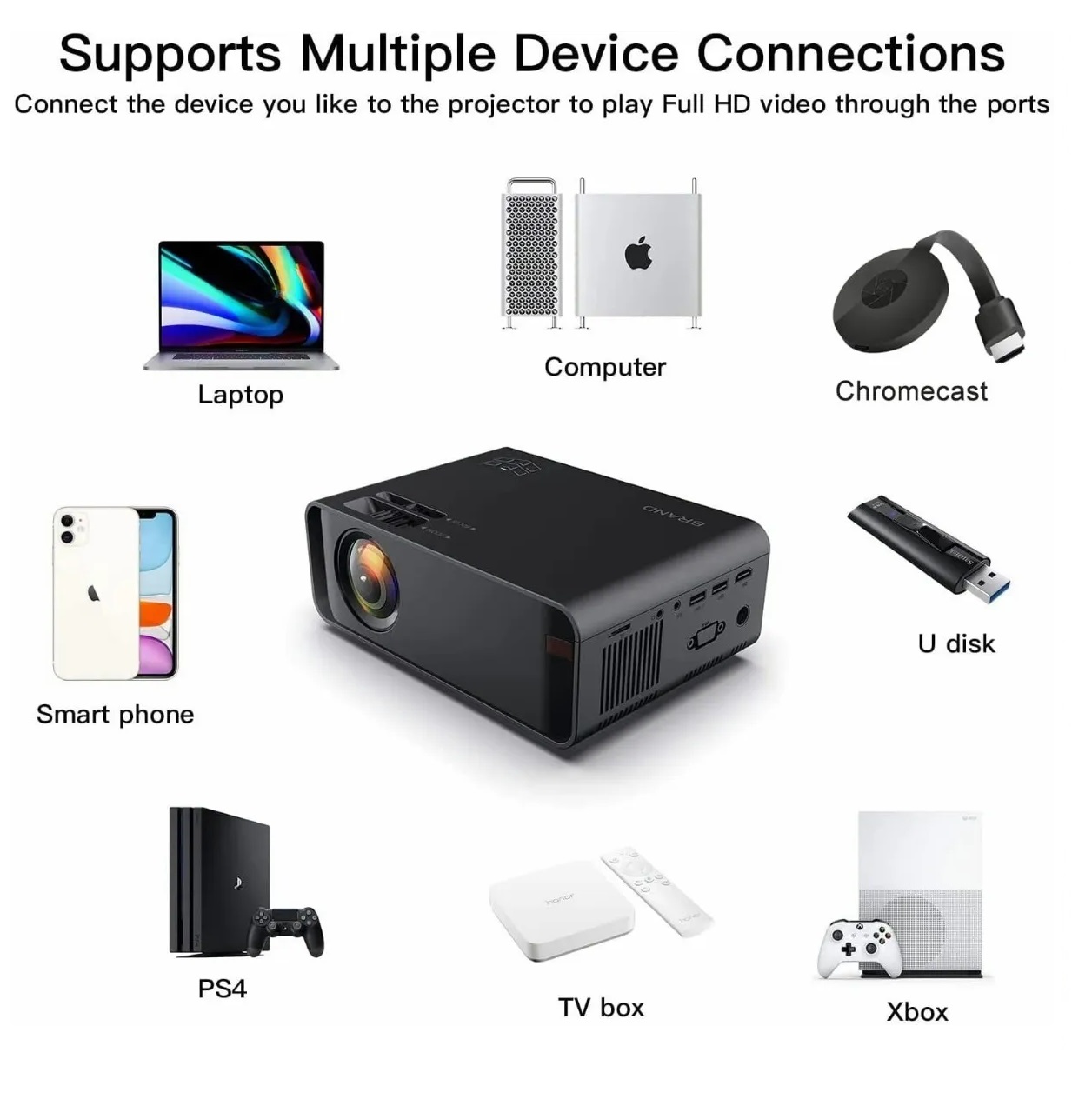 Mini Proyector Portátil Full Hd 4k 1080p Negro