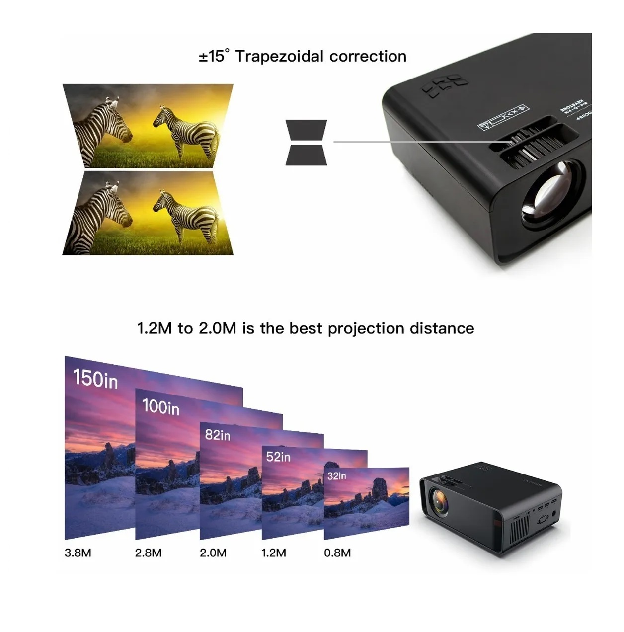 Mini Proyector Portátil Full Hd 4k 1080p Negro