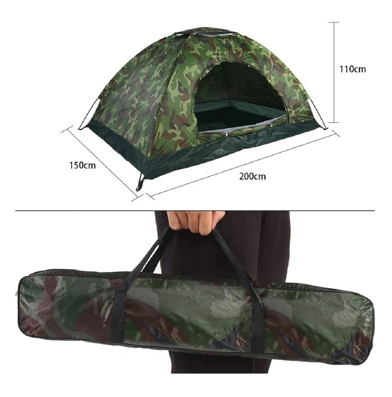 Tienda Casa Campaña 3 Personas/gran Espacio /fácil Instalar Camuflaje