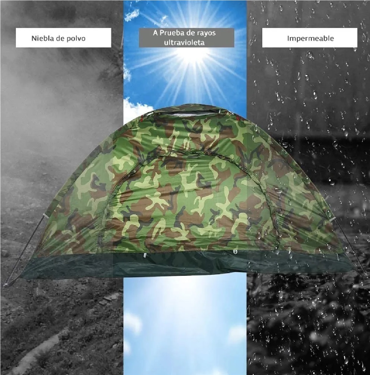 Tienda Casa Campaña 3 Personas/gran Espacio /fácil Instalar Camuflaje