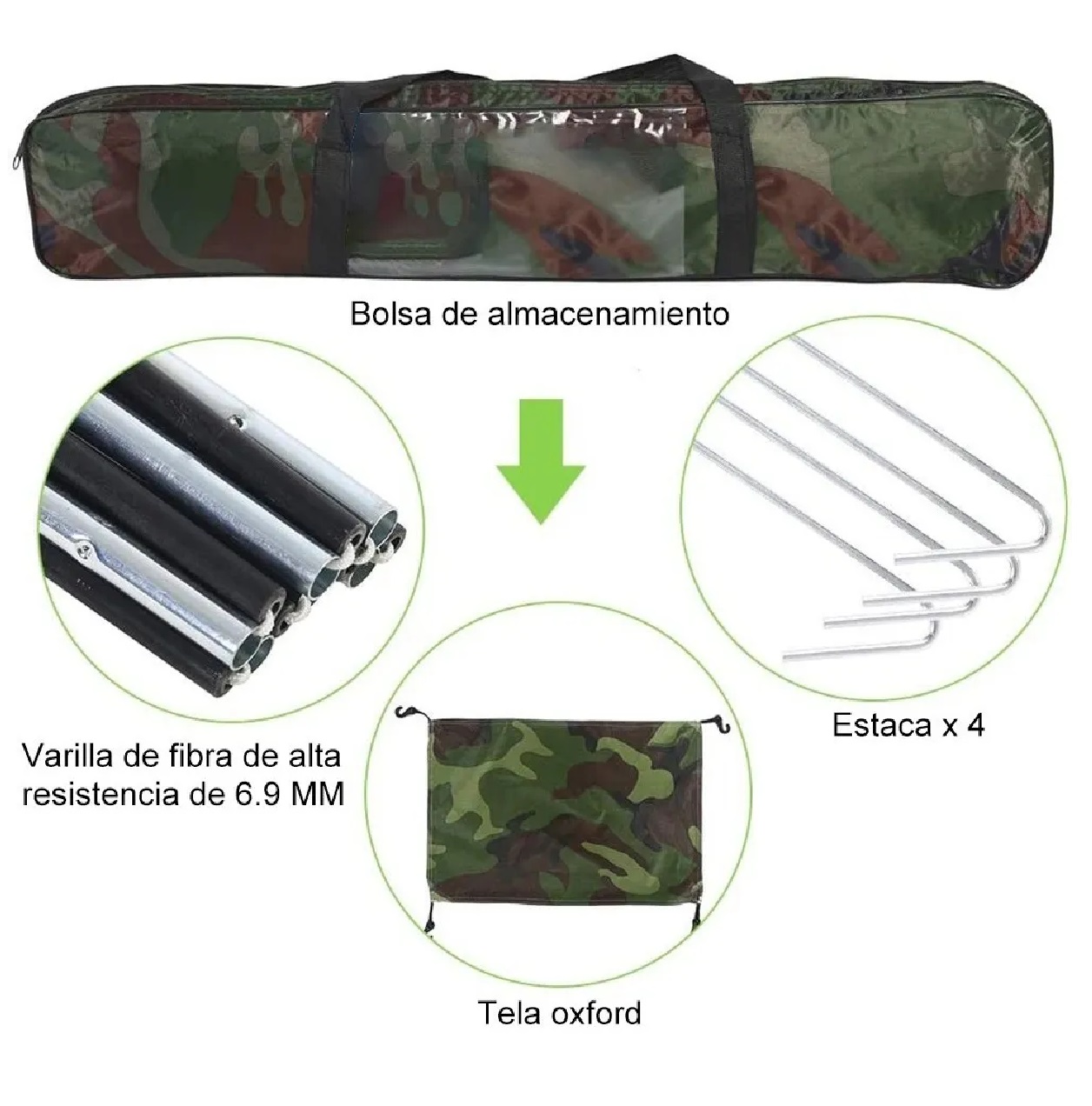 Tienda Casa Campaña 3 Personas/gran Espacio /fácil Instalar Camuflaje