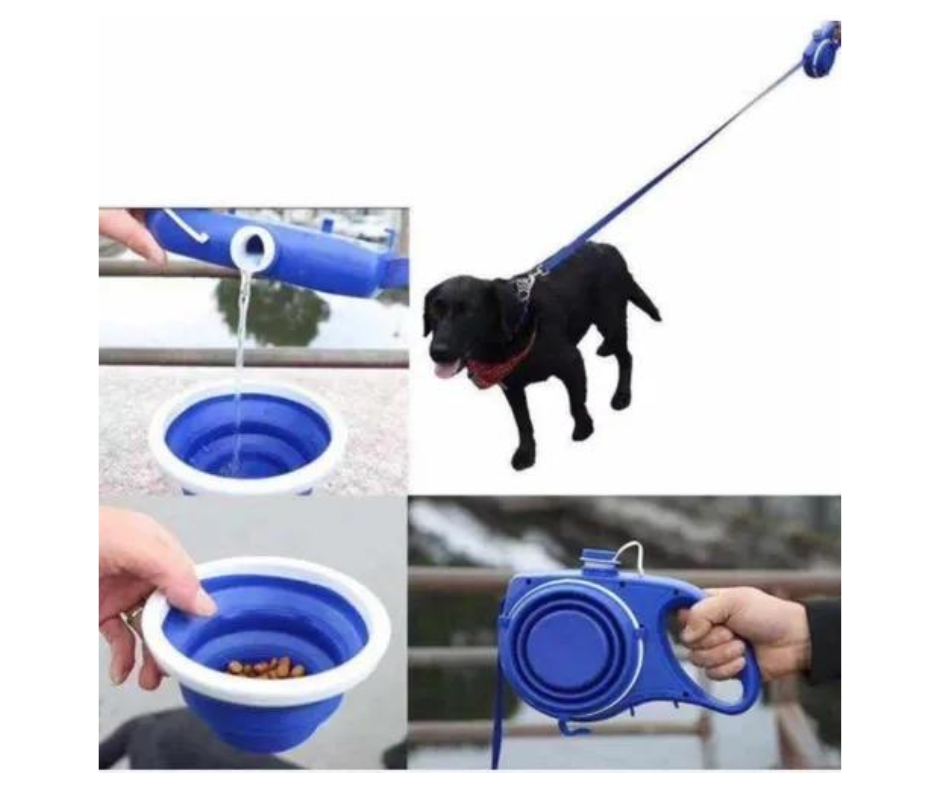 Correa Mascota Perro Gato Contenedor De Agua Plato Bolsitas