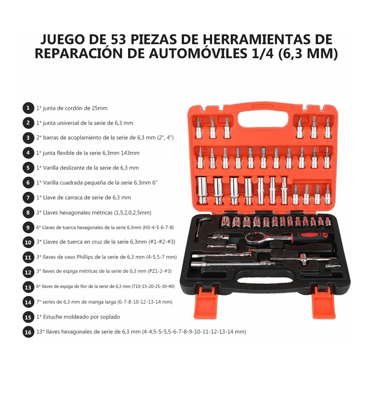 Juego De Herramientas Mecánicas Autocle Dados Acerokit 53pcs