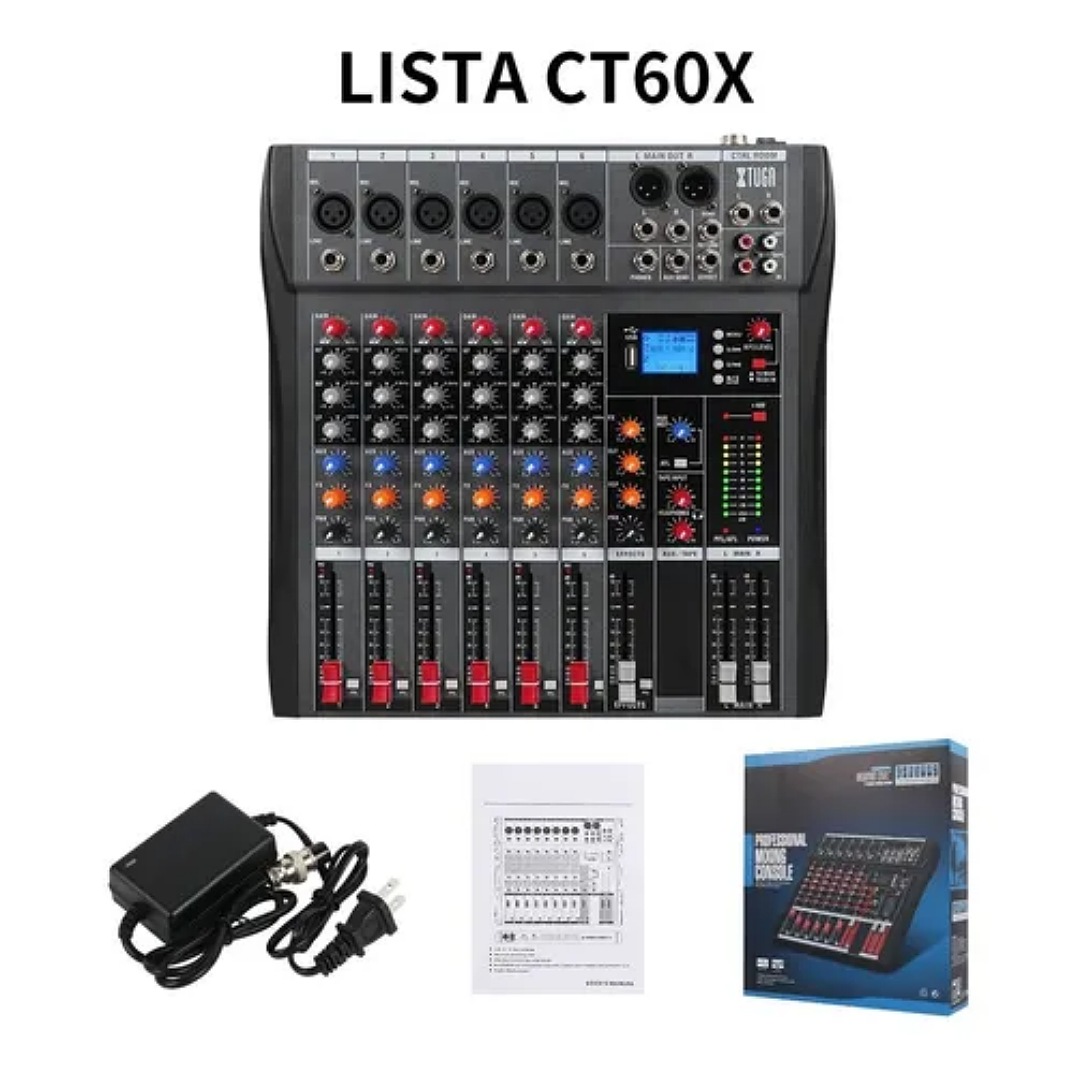 Mezcladora Mixer De 6 Canales 16 Efectos Ct60x-usb Xtuga