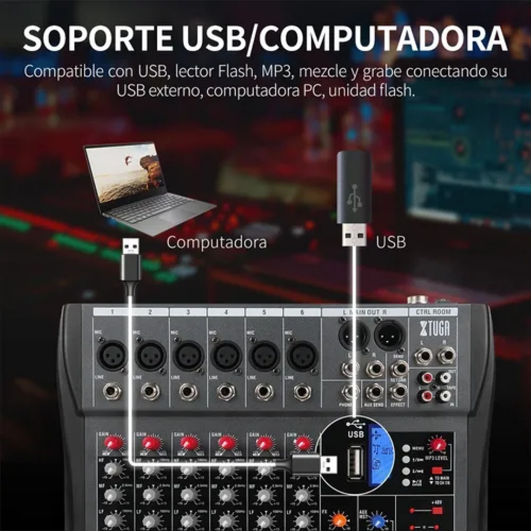 Mezcladora Mixer De 6 Canales 16 Efectos Ct60x-usb Xtuga