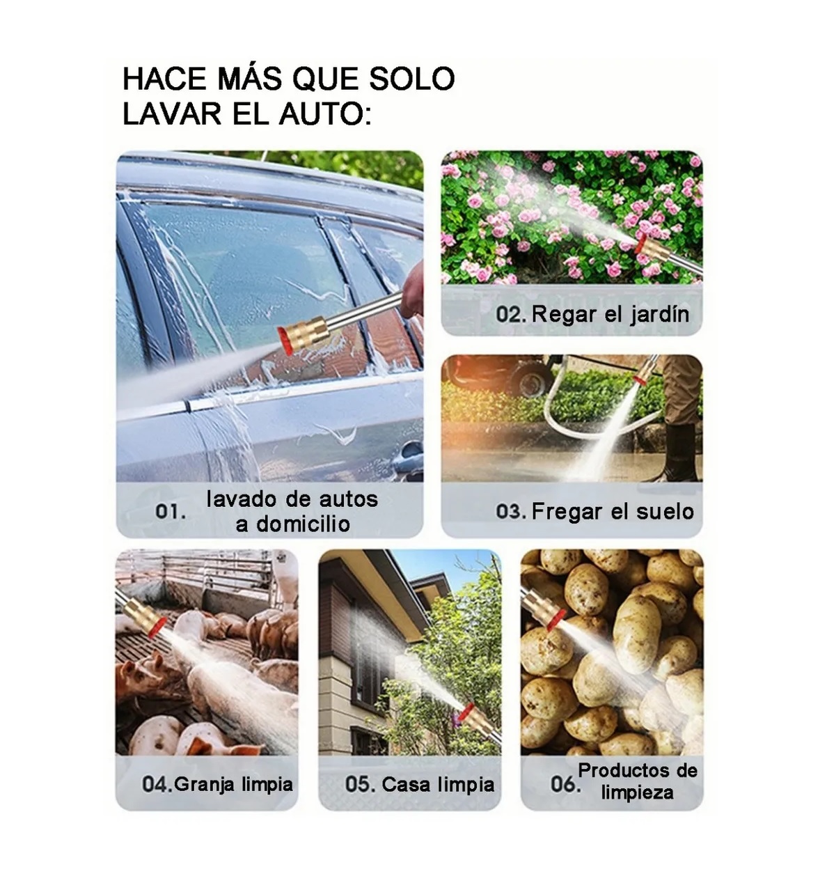 Pistola Lavado Coche Hidrolavadora Inalámbrico Alta Presión
