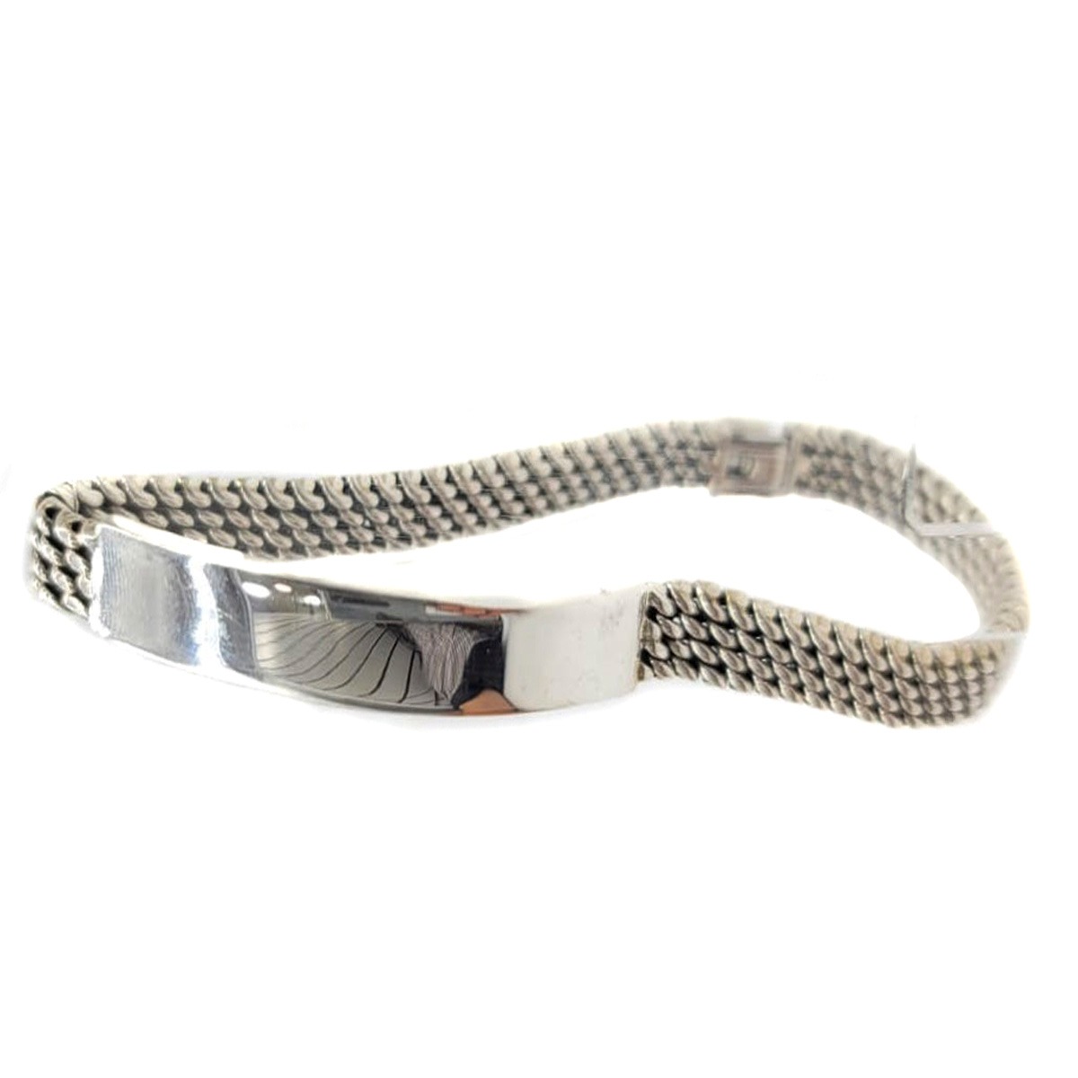 Pulso Tejido Petatillo Plata 925 21 Cm X 7mm