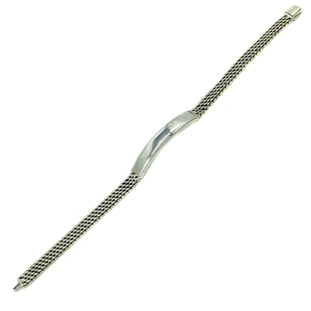Pulso Tejido Petatillo Plata 925 21 Cm X 7mm