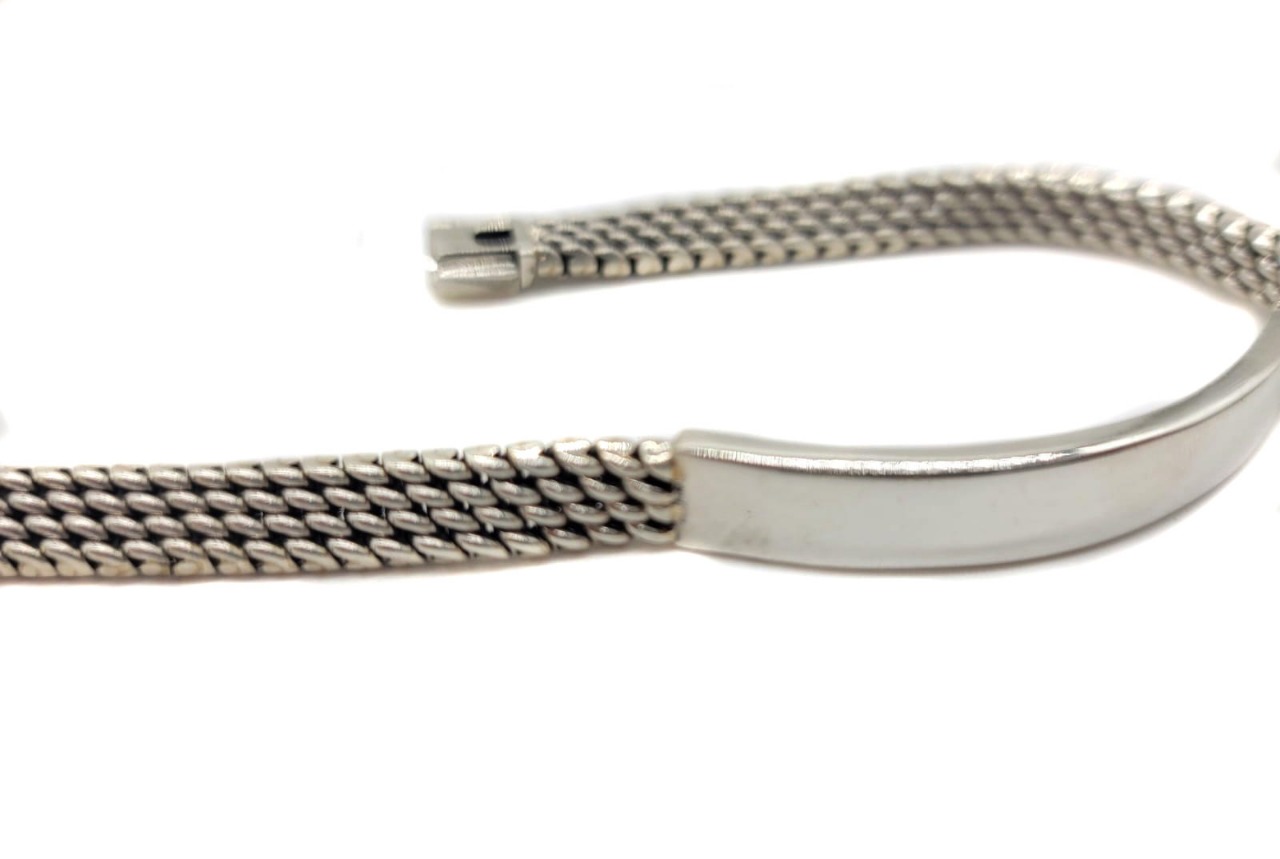Pulso Tejido Petatillo Plata 925 21 Cm X 7mm