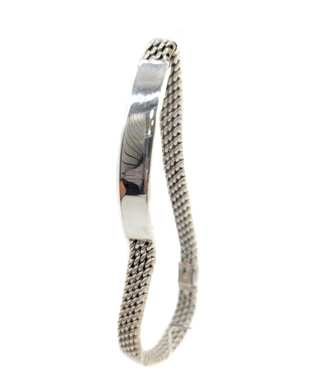 Pulso Tejido Petatillo Plata 925 21 Cm X 7mm