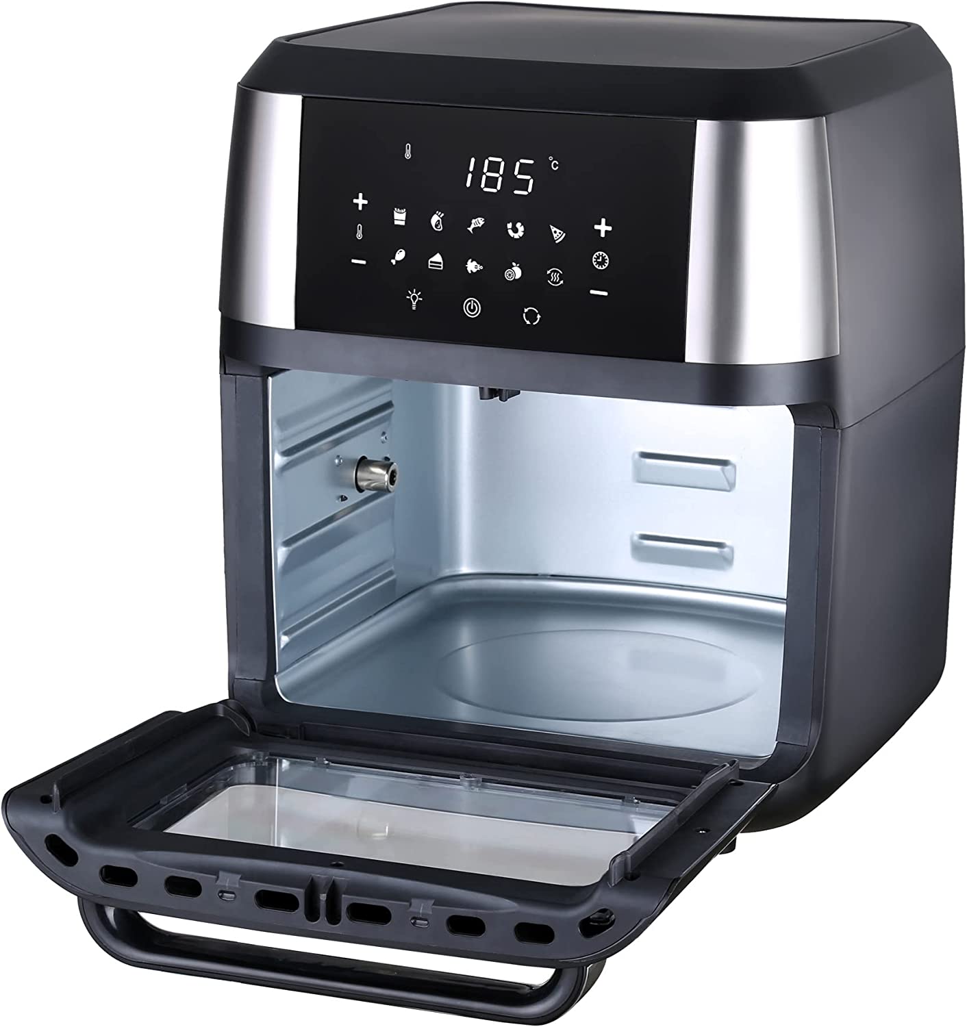 Freidora de Aire, Air Fryer, Multifuncional, 12 Litros, Deshidratador, Rostizador, Horno de Convección, Touch, Negro