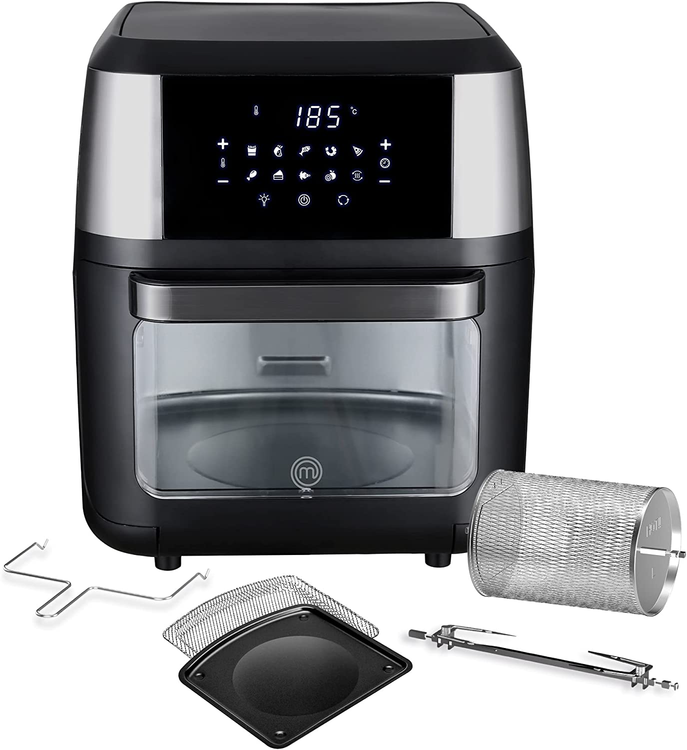 MASTERCHEF  Freidora de Aire  Horno de Conveccion Multifuncion, Rostizador, Deshidratador y mas  Air Fryer Oven  12 Litros  Pantalla Tactil  10 Funciones 1700W