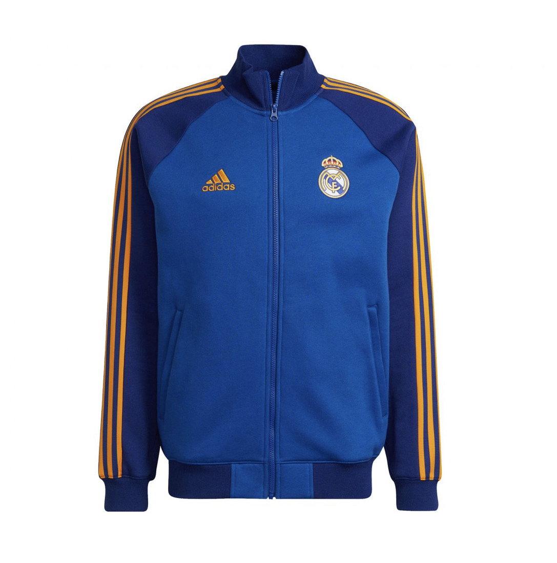 CHAMARRA ADIDAS REAL MADRID ANTHEM AZUL CON NARANJA (HA2533)