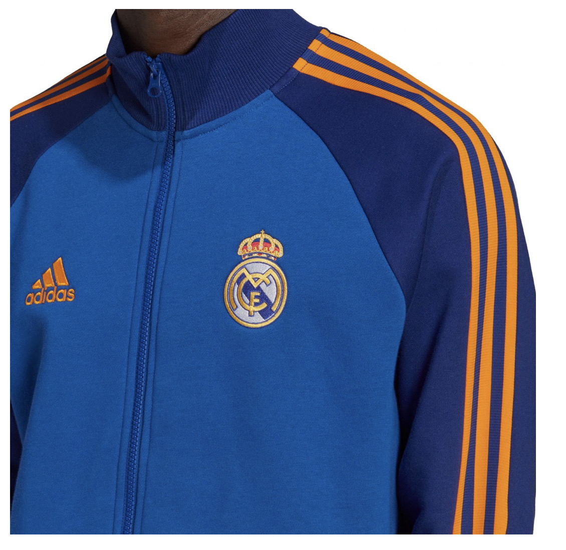CHAMARRA ADIDAS REAL MADRID ANTHEM AZUL CON NARANJA (HA2533)